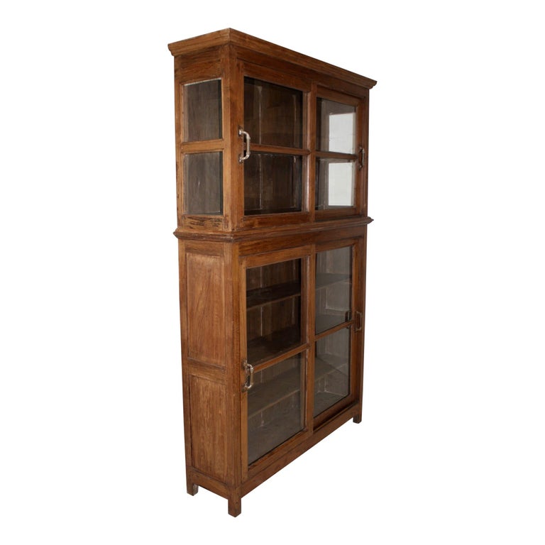 Bookcase Cabinet With Sliding Glass Doors Circa 1950