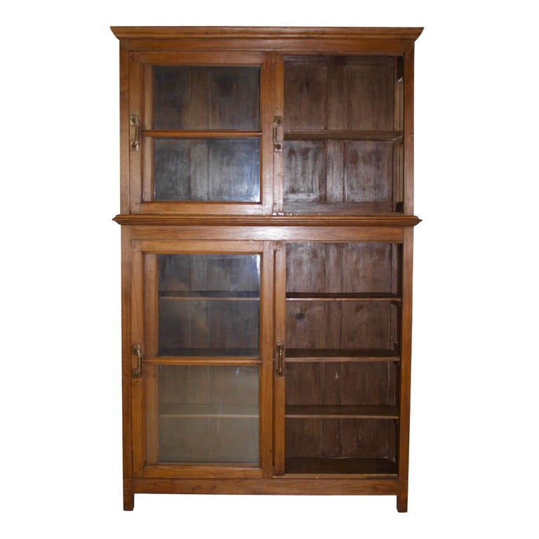 Bookcase Cabinet With Sliding Glass Doors Circa 1950 For Sale At