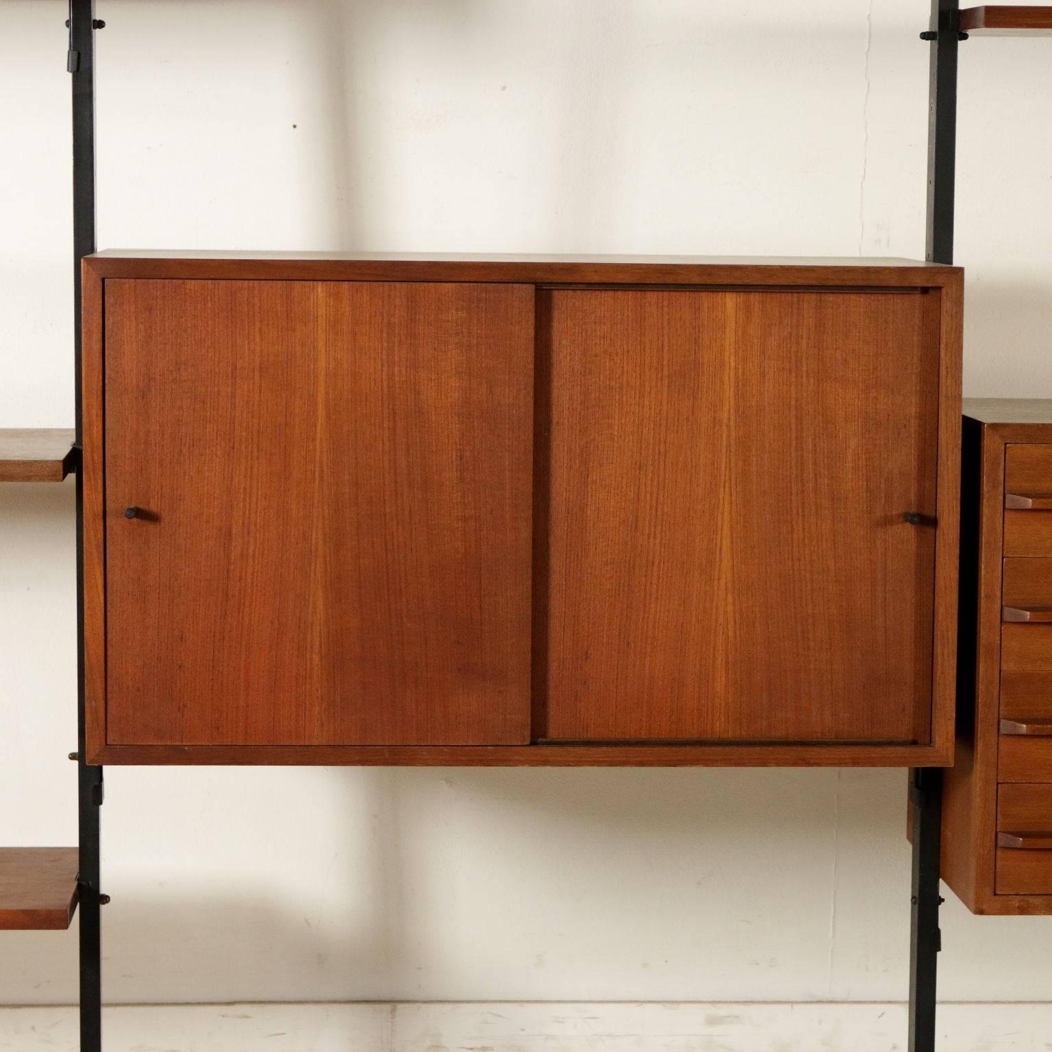 Mid-Century Modern Bookcase Designed by Paolo Tilche Teak Veneer Vintage, Italy, 1950s-1960s