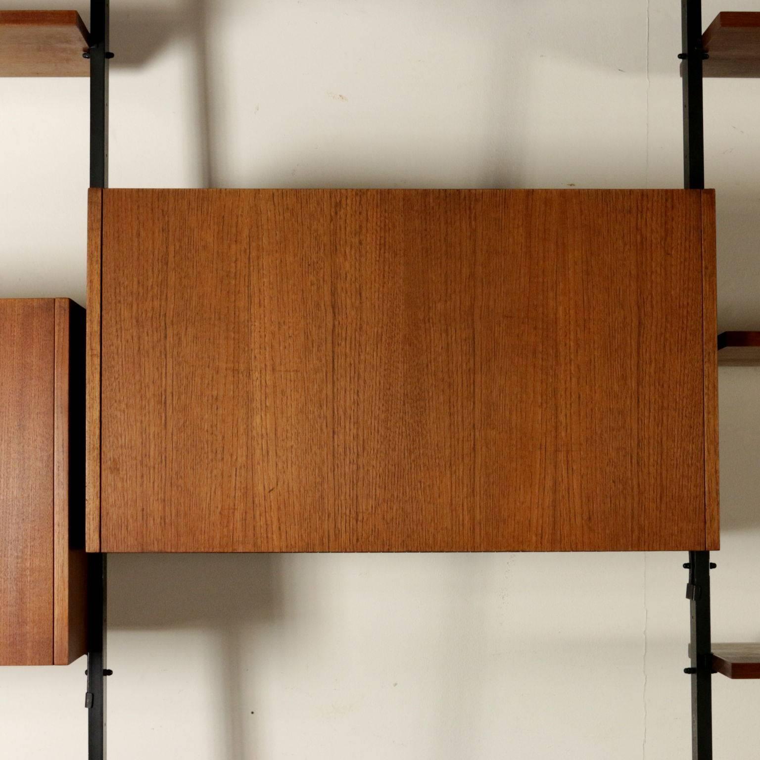 Bookcase Designed by Paolo Tilche Teak Veneer Vintage, Italy, 1950s-1960s 1