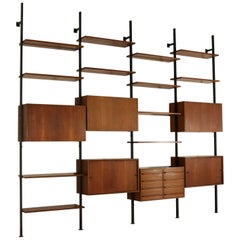 Bibliothèque conçue par Paolo Tilche en placage de teck vintage, Italie, années 1950-1960