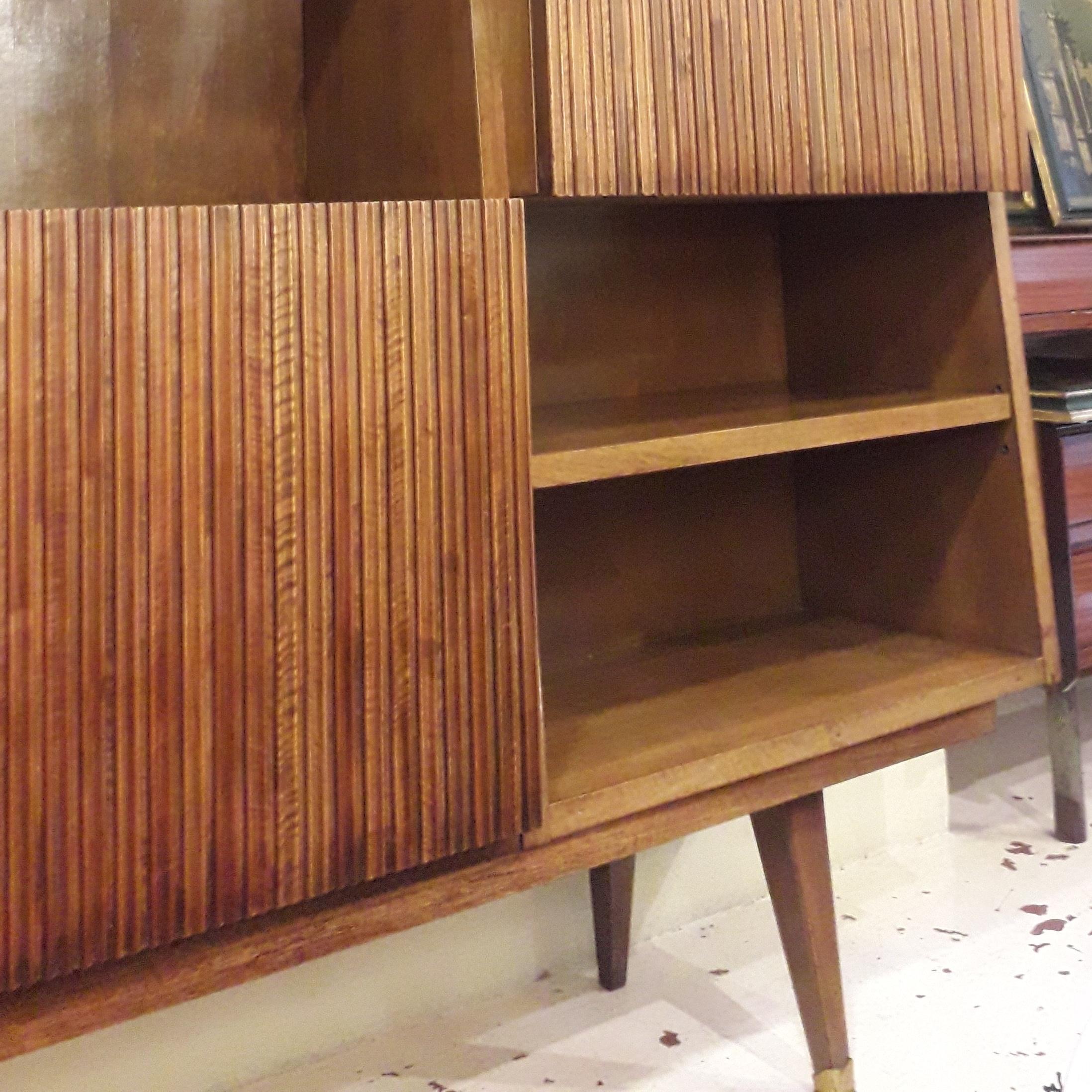 Bookcase Desk in the Style Gio Ponti Italy 1950s Painted Parchment 1