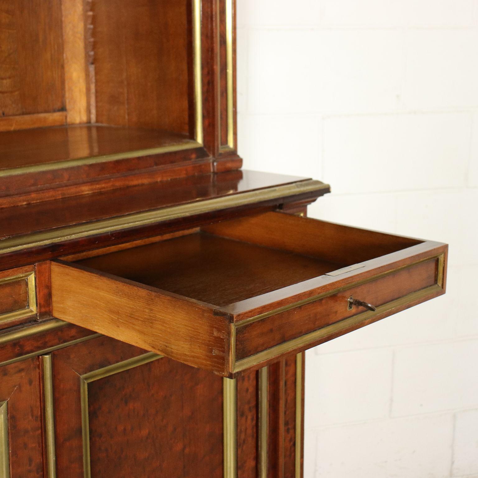 Bookcase Empire Mahogany Veneer Sessile Oak France Early 19th Century For Sale 1