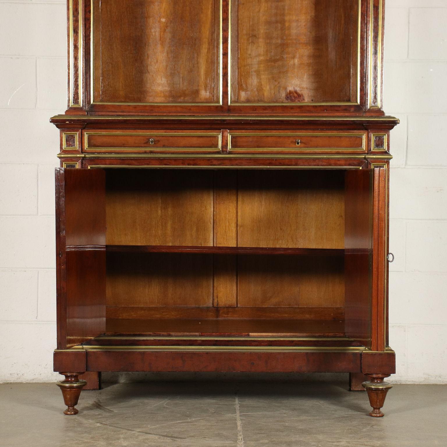 Bookcase Empire Mahogany Veneer Sessile Oak France Early 19th Century For Sale 3