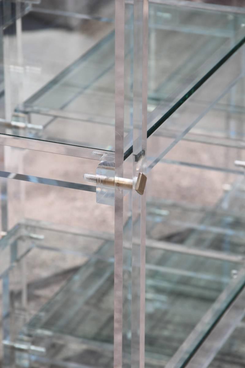 Late 20th Century Bookcase Fabian Plexiglass Design Brass Minimal Italian Design