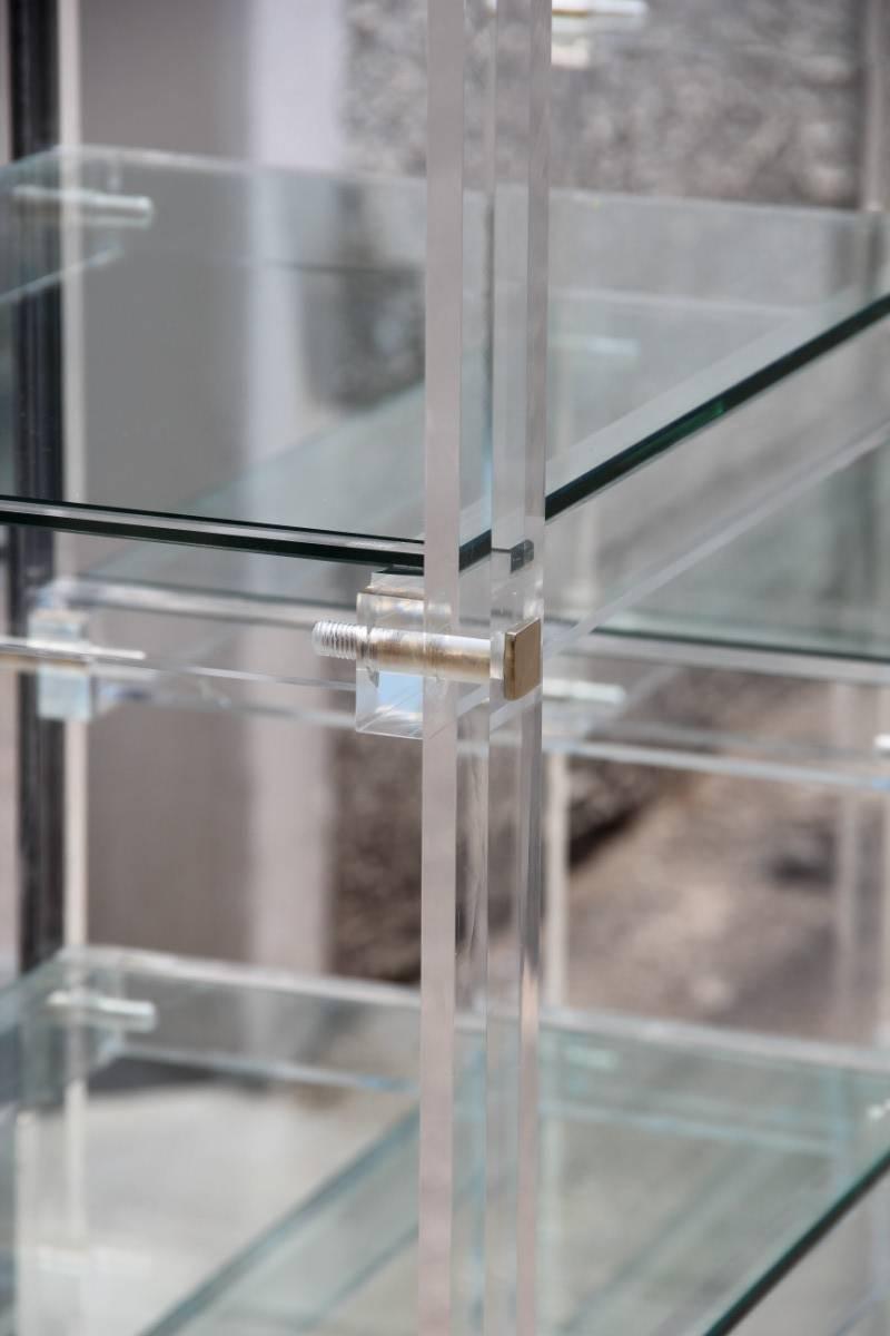 Bookcase Fabian Plexiglass Design Brass Minimal Italian Design  1