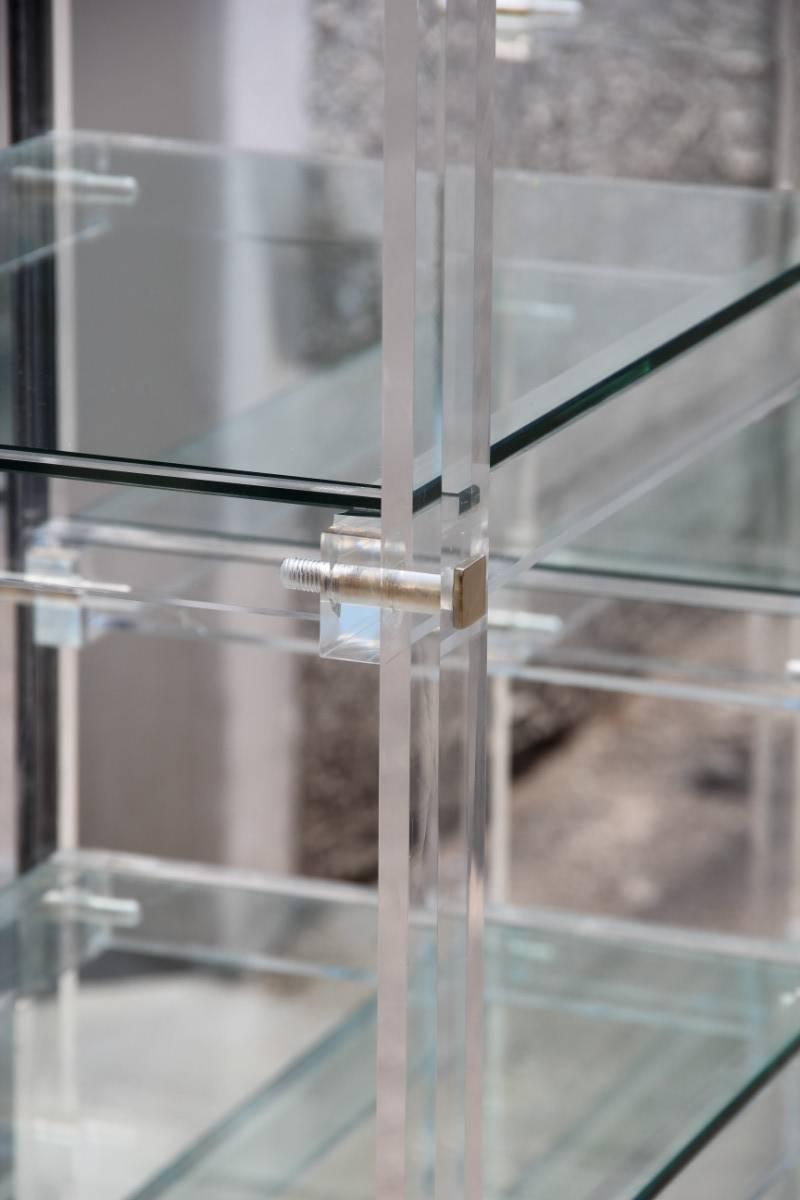 Bookcase Fabian Plexiglass Design Brass Minimal Italian Design 1