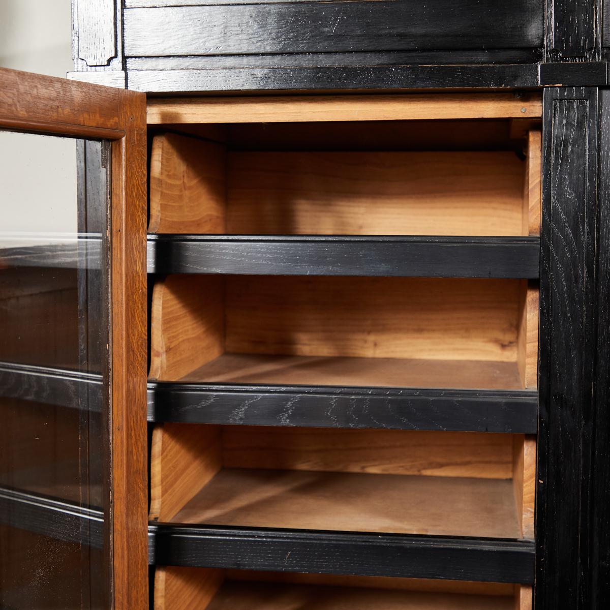 Wood Late 19th Century Ebonized Black Oak Bookcase