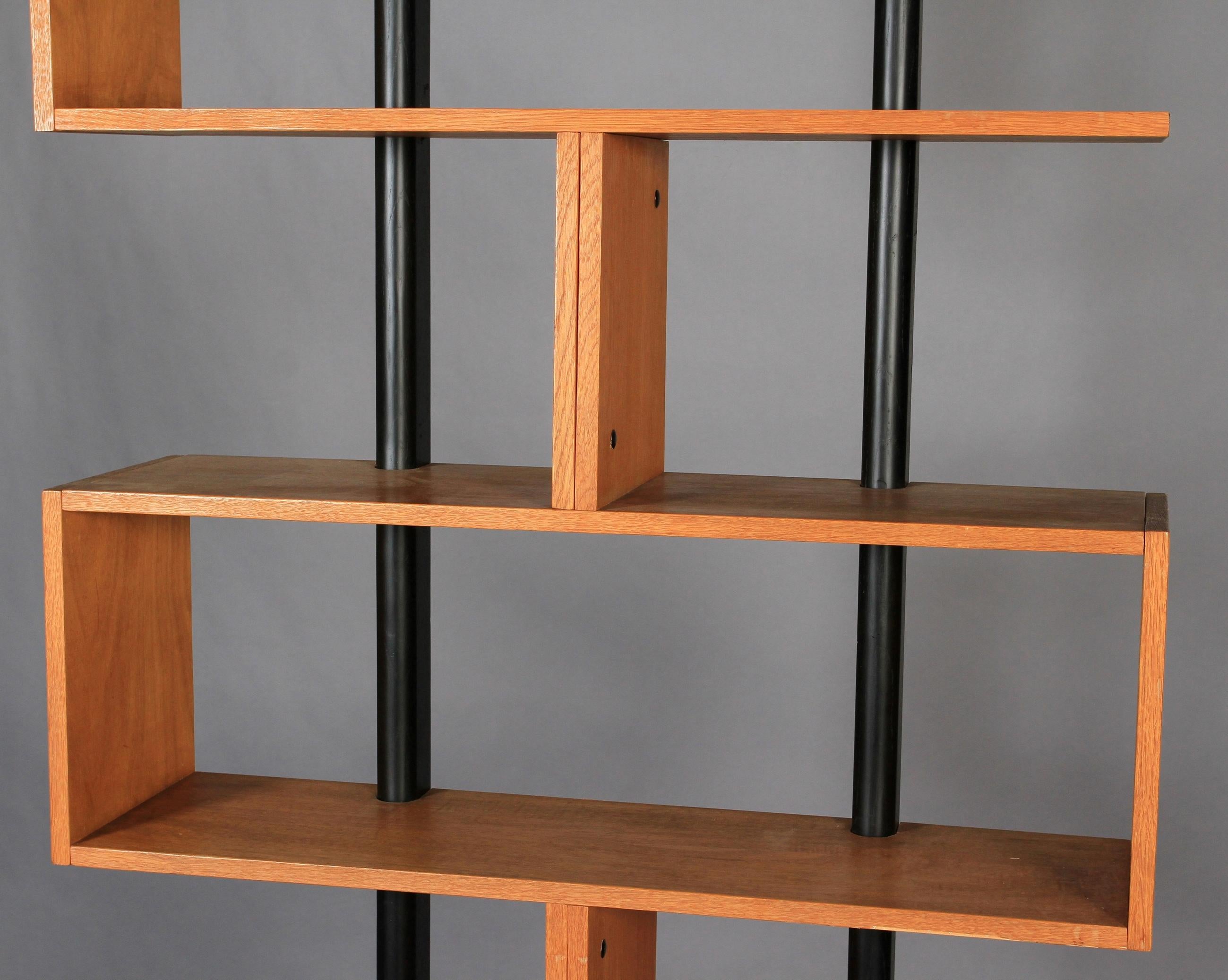 Post-Modern Bookcase Freestanding Teak Ebonized Charlotte Perriand after H 6ft 10.5