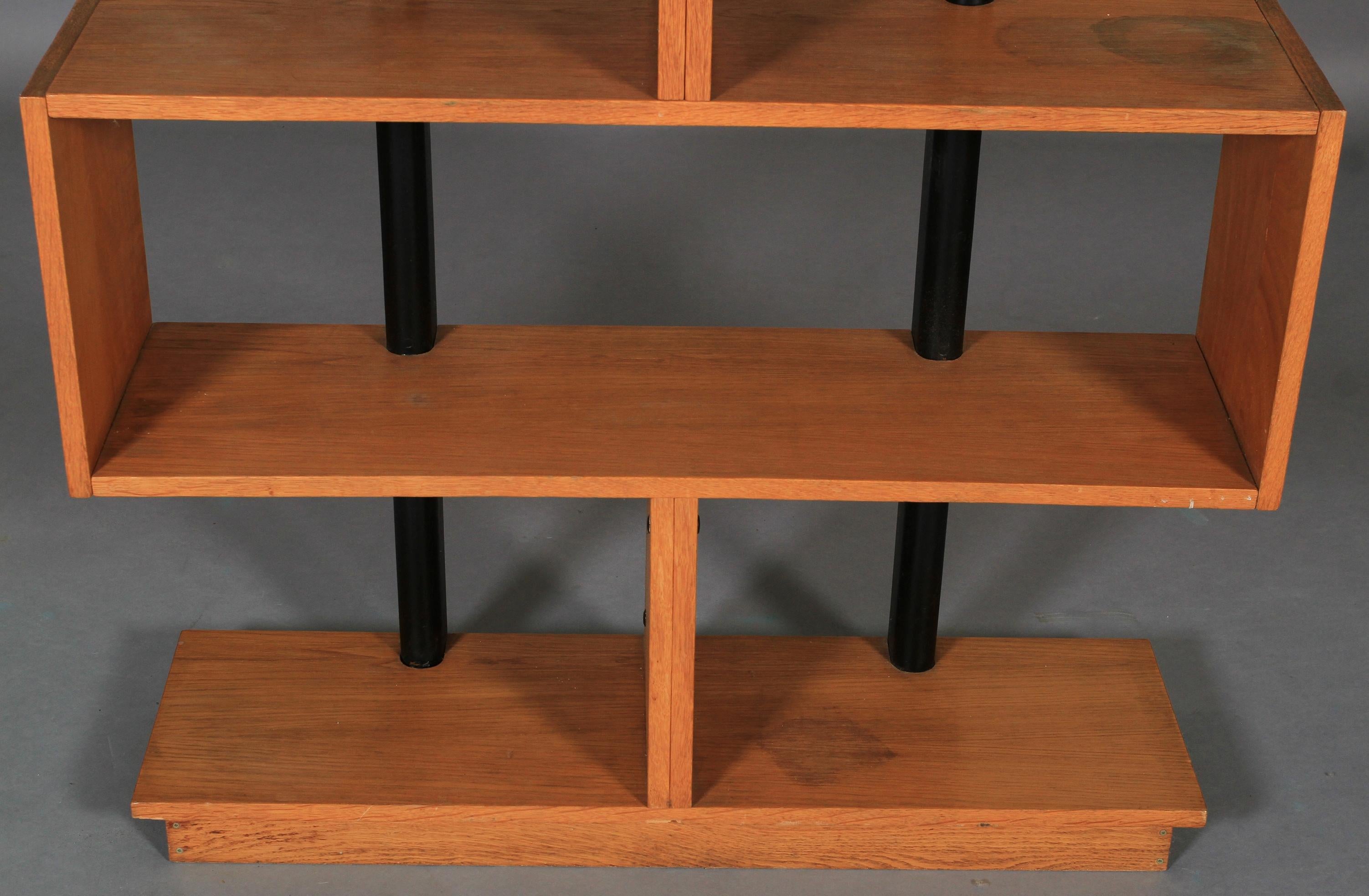 French Bookcase Freestanding Teak Ebonized Charlotte Perriand after H 6ft 10.5