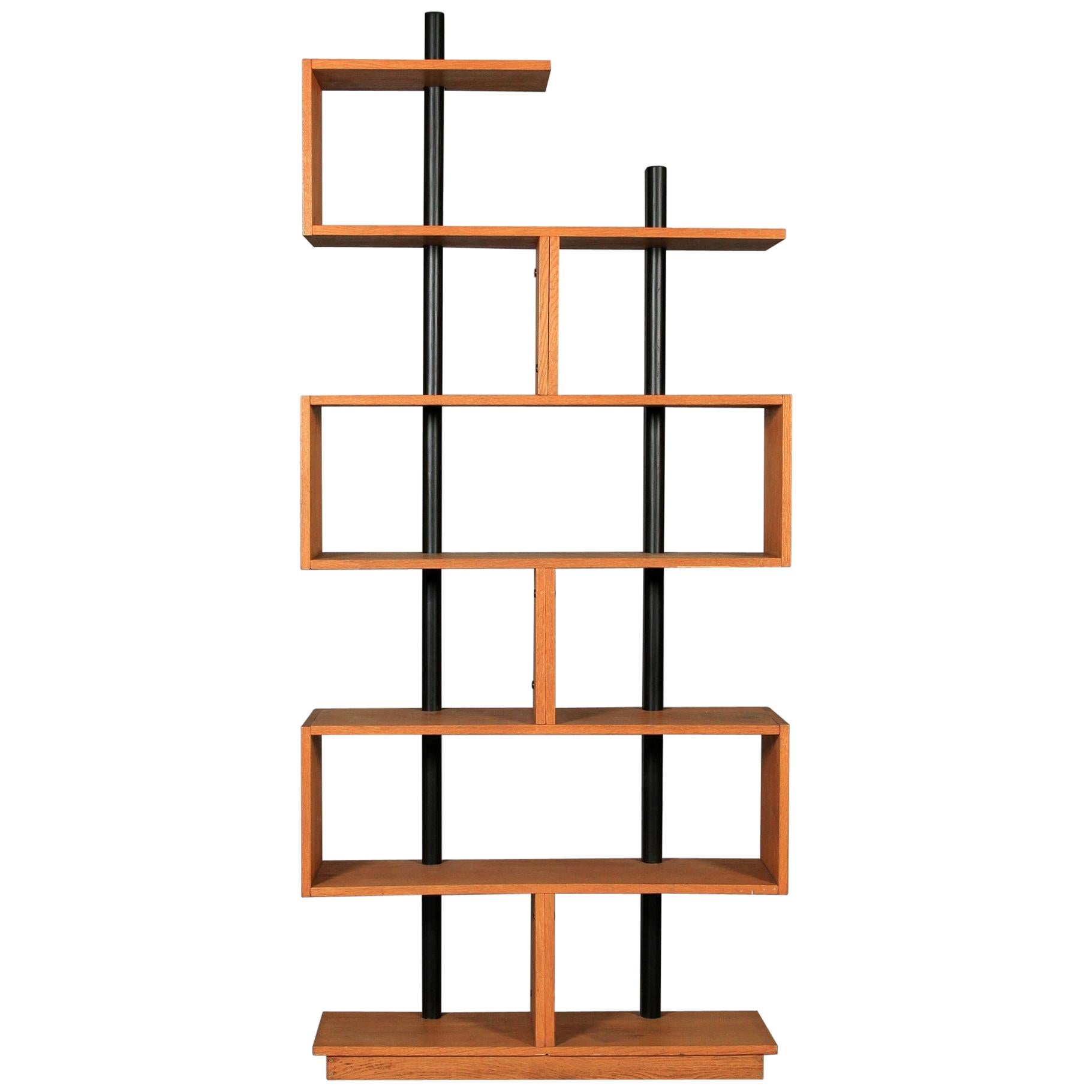 Bookcase Freestanding Teak Ebonized Charlotte Perriand after H 6ft 10.5" L 3ft1"