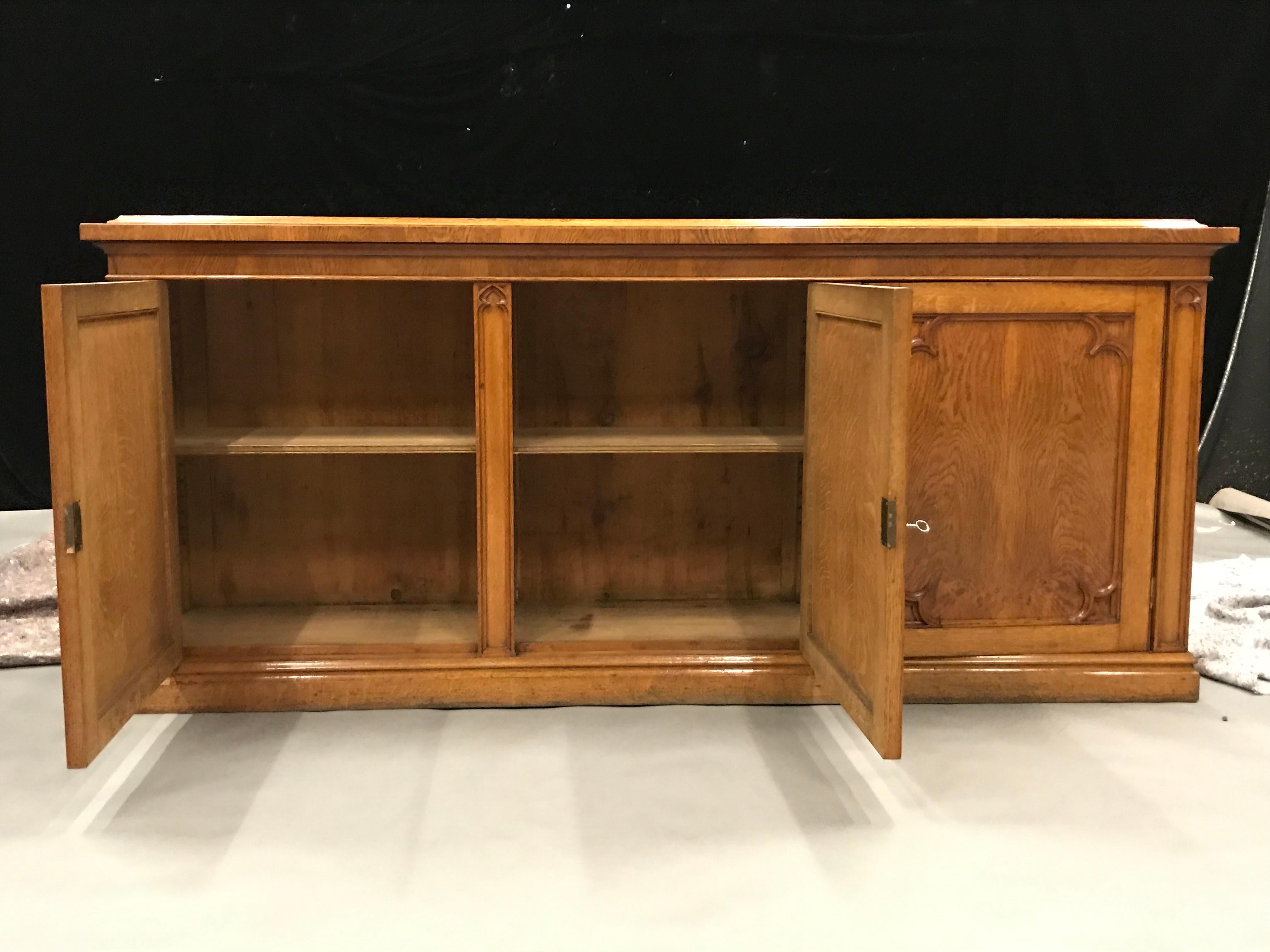 Bookcase, Glazed, Free-standing, Full-height, Gothic, Oak  H271cm 107
