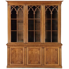 Used Bookcase, Glazed, Free-standing, Full-height, Gothic, Oak  H271cm 107" L226cm89"