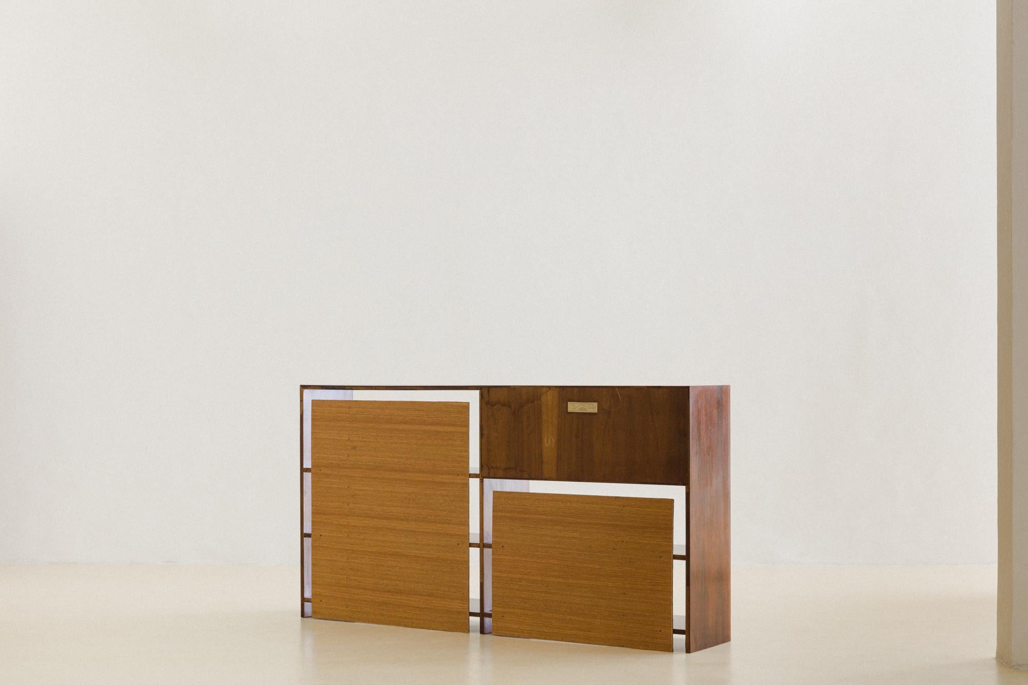 Bookcase in Brazilian Imbuia and Cane by Móveis Cimo, 1960s, Mid-Century Design For Sale 9