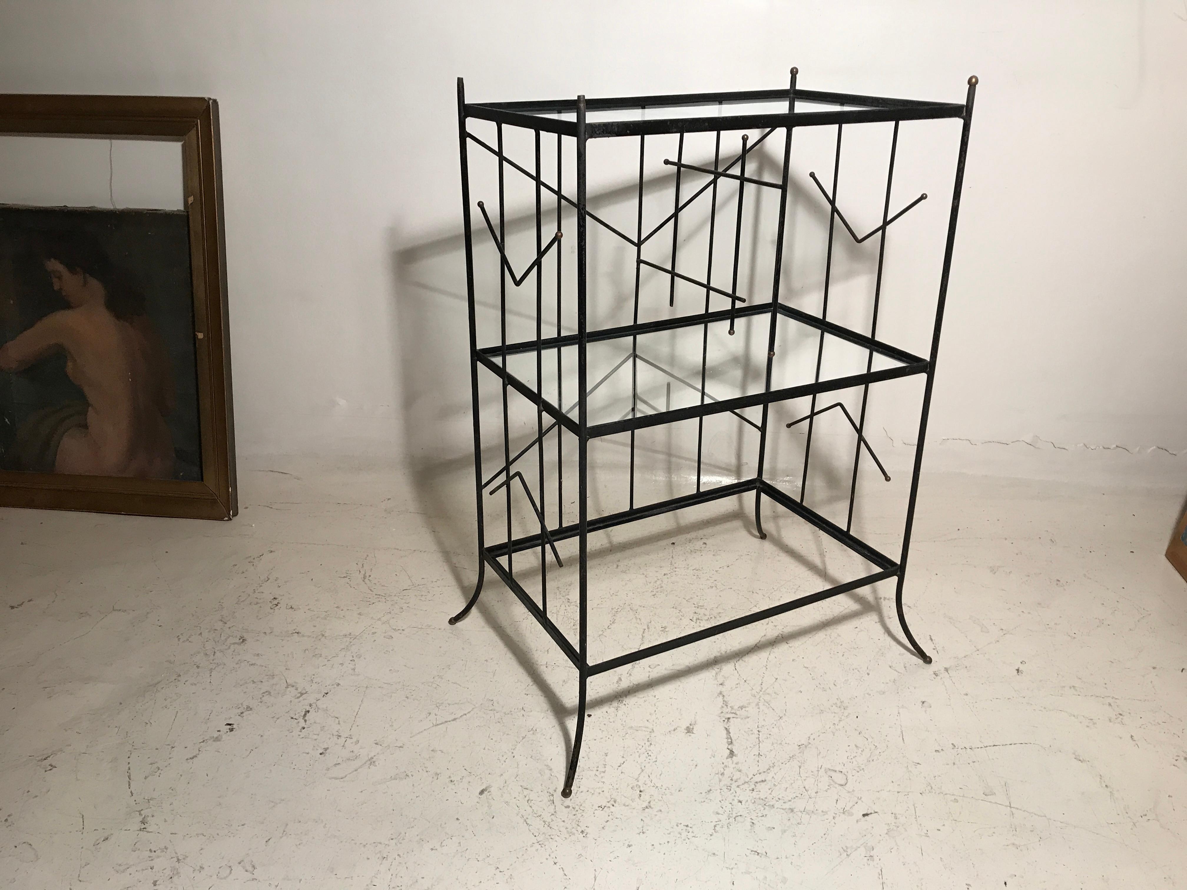 Space Age Bookcase in Glass and Iron, 1960, French For Sale
