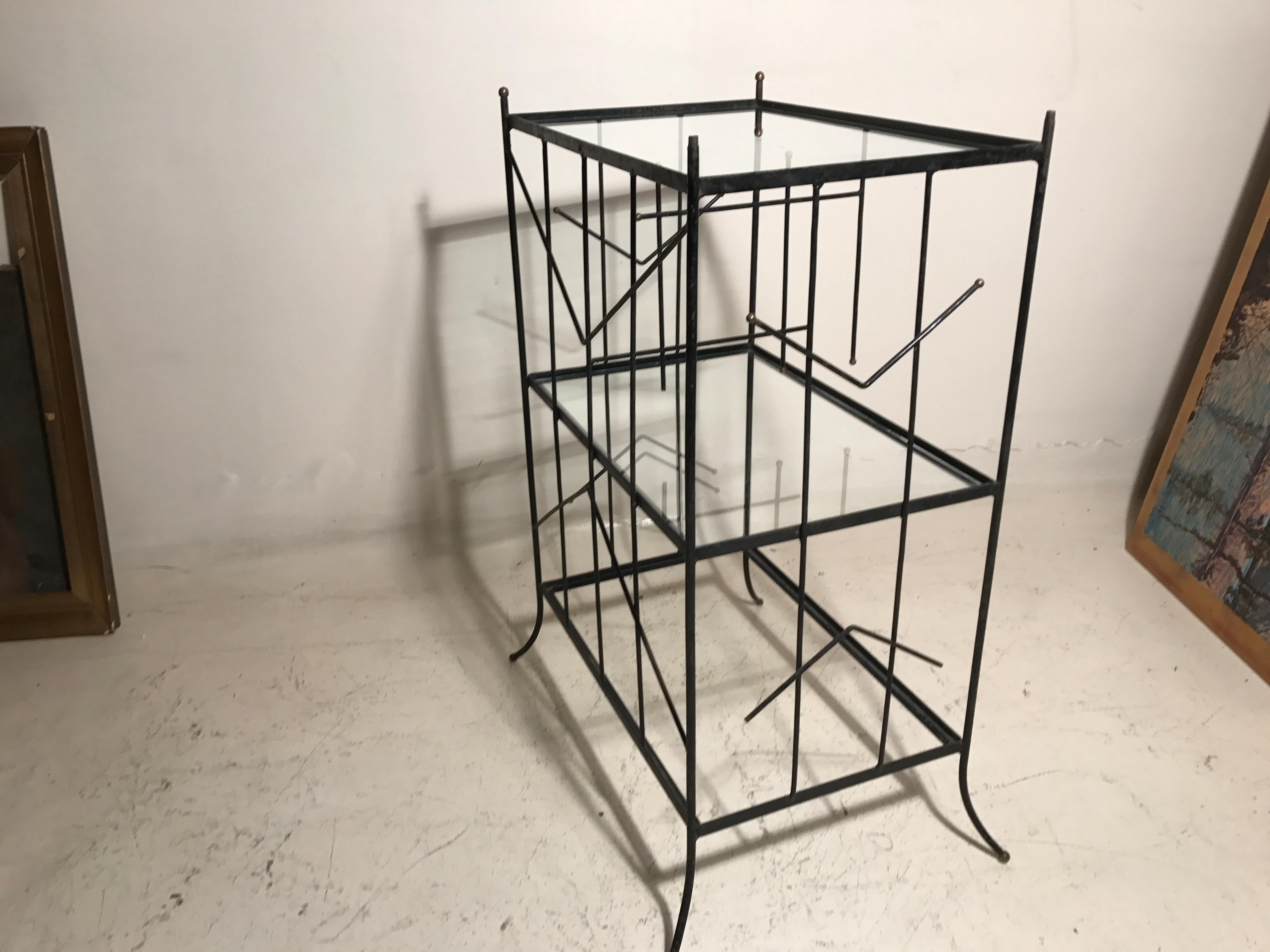 Italian Bookcase in Glass and Iron, 1960, French For Sale