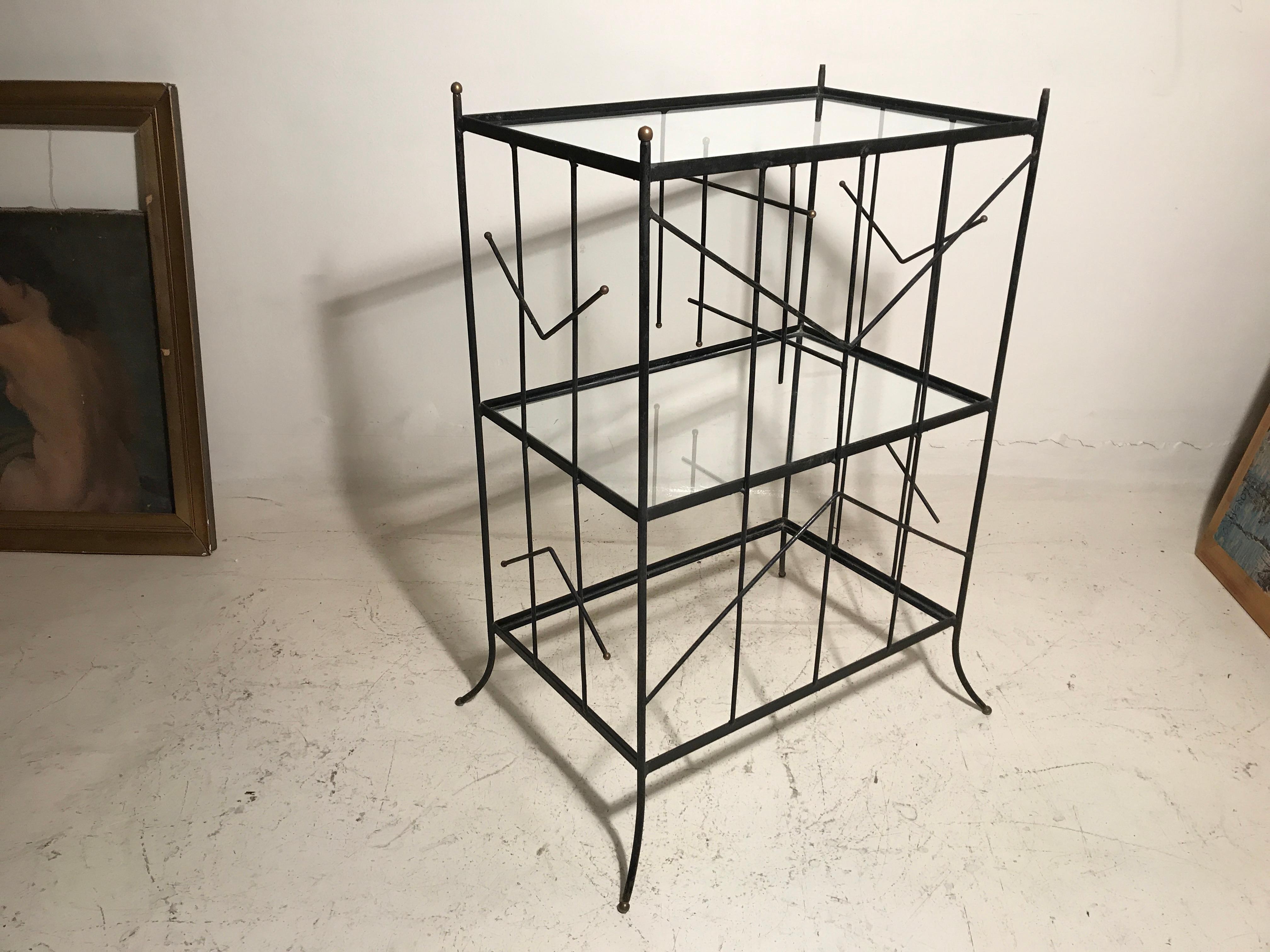 Bookcase in Glass and Iron, 1960, French In Good Condition For Sale In Ciudad Autónoma Buenos Aires, C