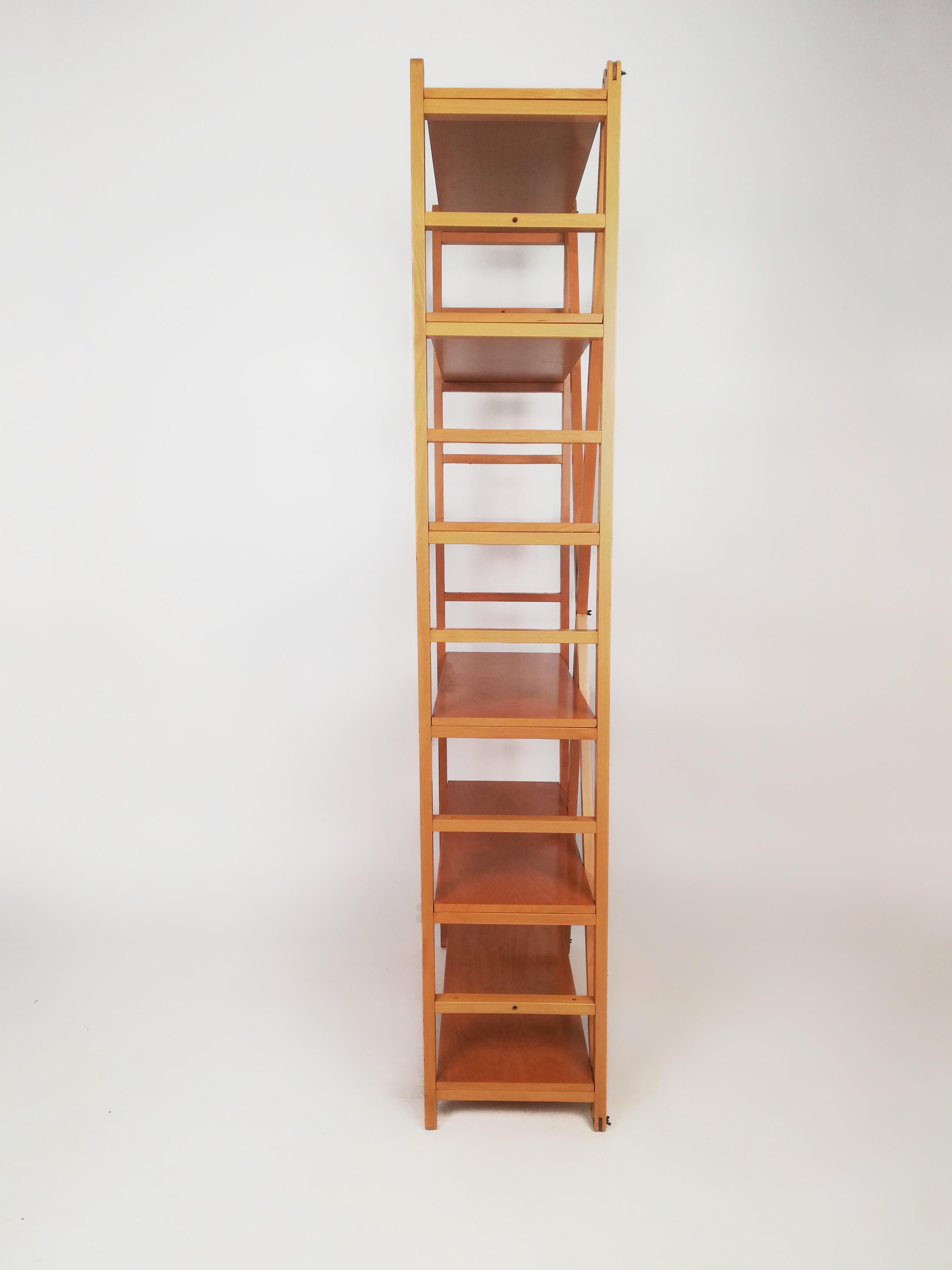 Late 20th Century Bookcase in the Style of Cassina, Made in Beech Wood Designed by Enrico Tonucci  For Sale