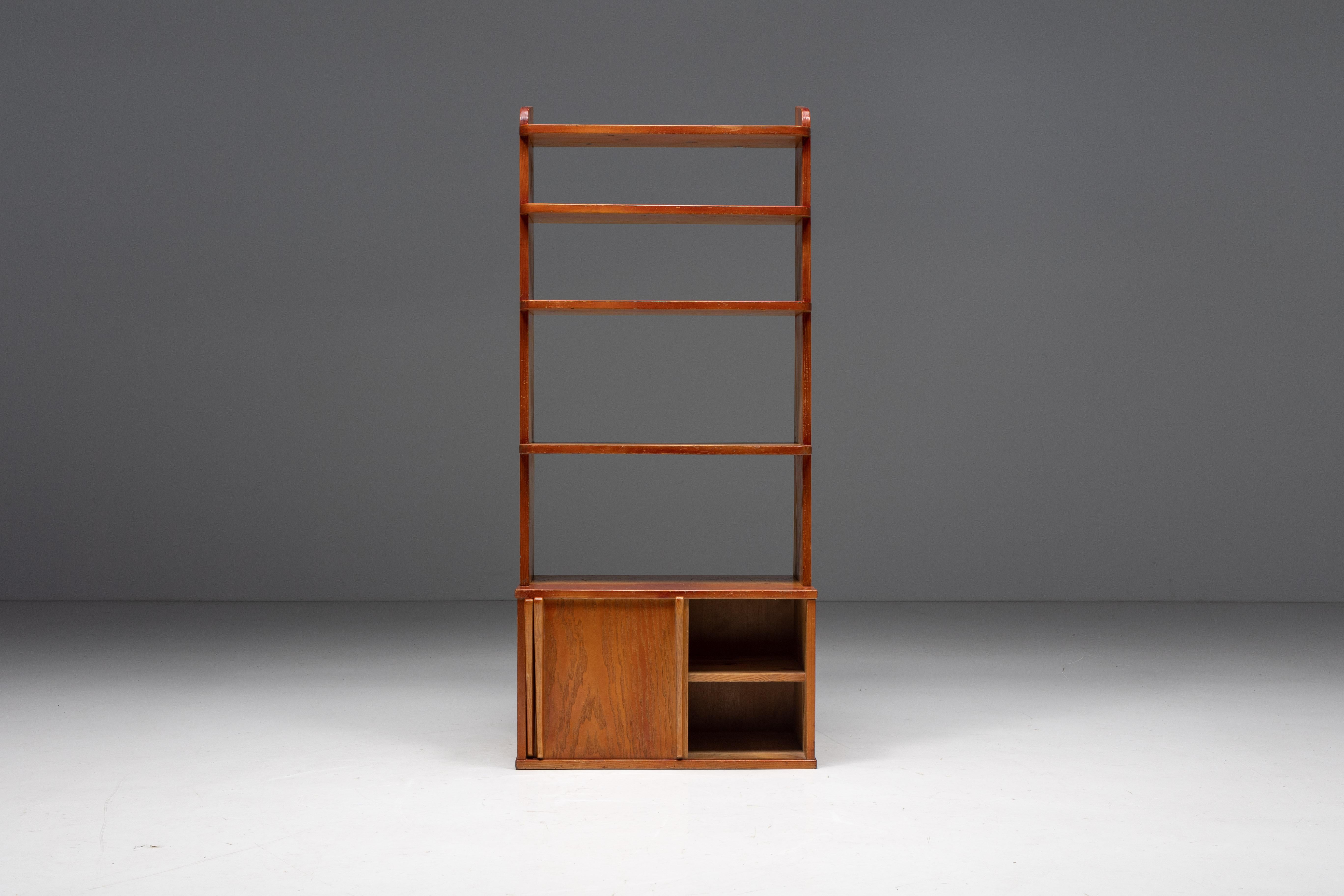 Wood Bookcase in the style of Charlotte Perriand, France, 1960s For Sale