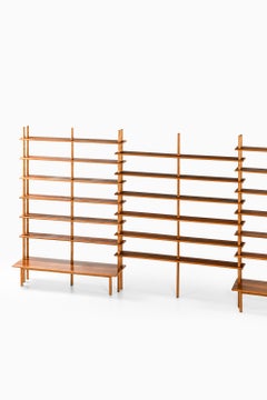Bookcase in Walnut, Elm, Beech and Brass in the Style of William Watting, 1950's
