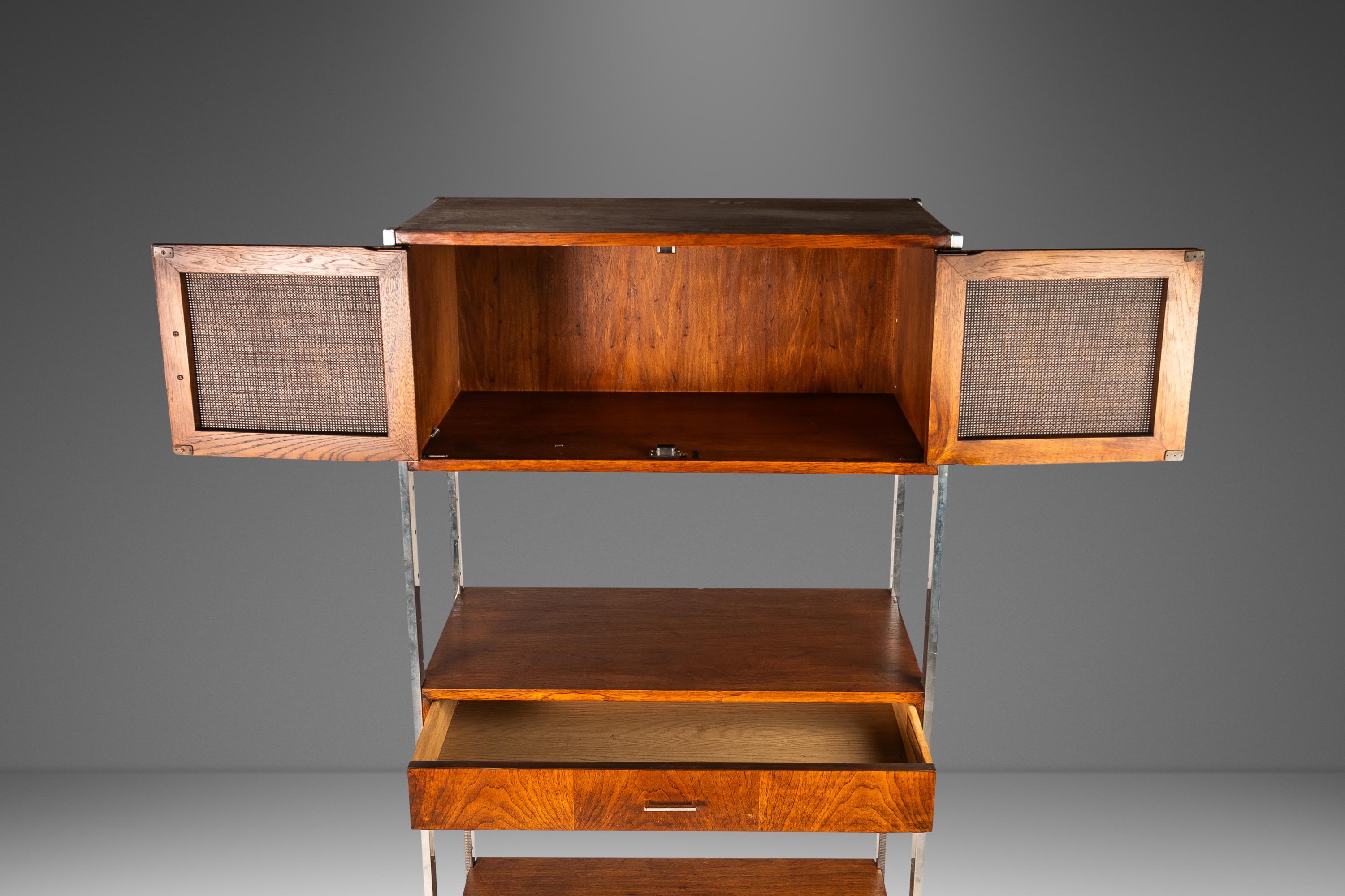 Bookcase in Walnut & Stainless Steel by Jack Cartwright for Founders, USA, 1960s 5
