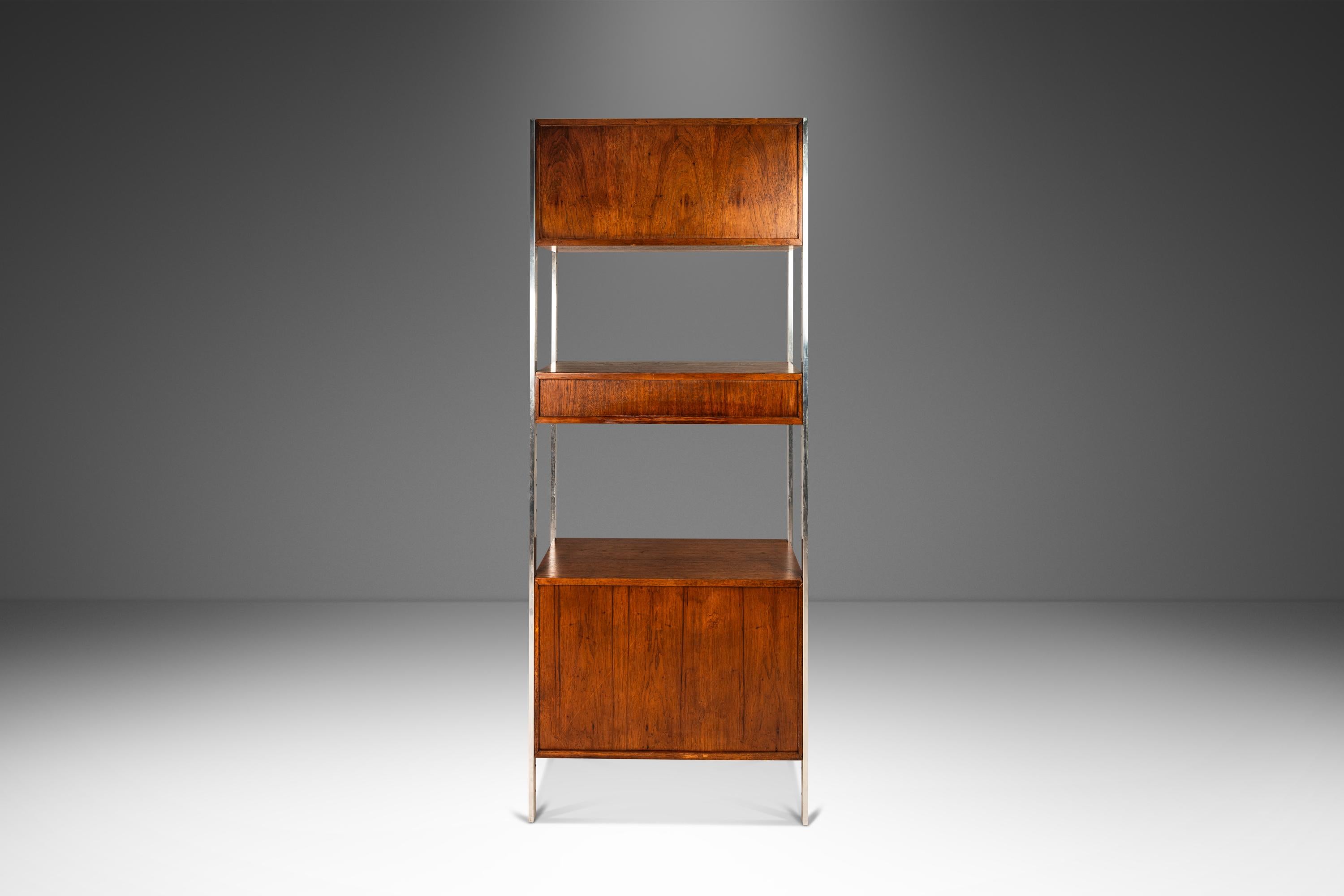 American Bookcase in Walnut & Stainless Steel by Jack Cartwright for Founders, USA, 1960s