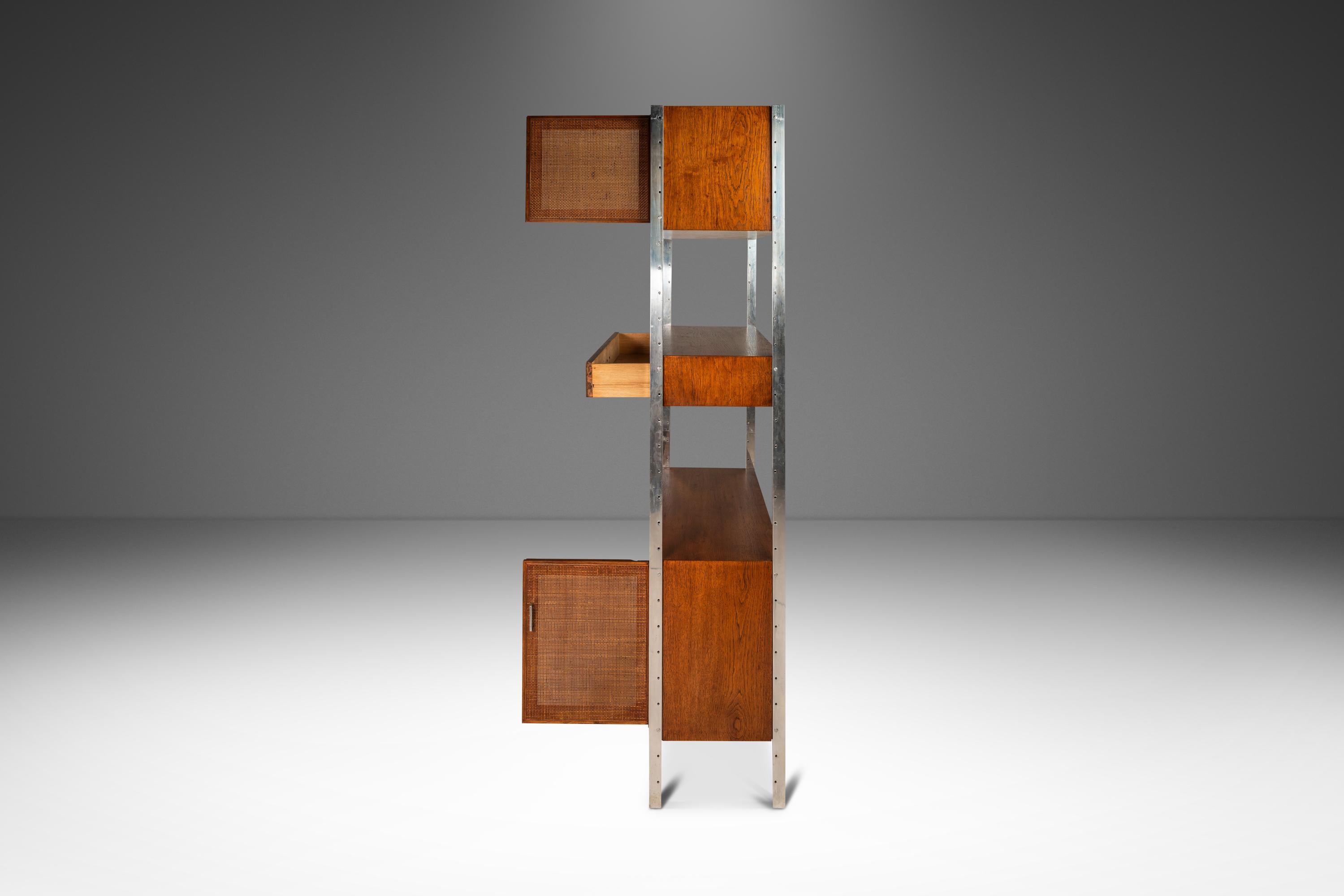 Bookcase in Walnut & Stainless Steel by Jack Cartwright for Founders, USA, 1960s 1
