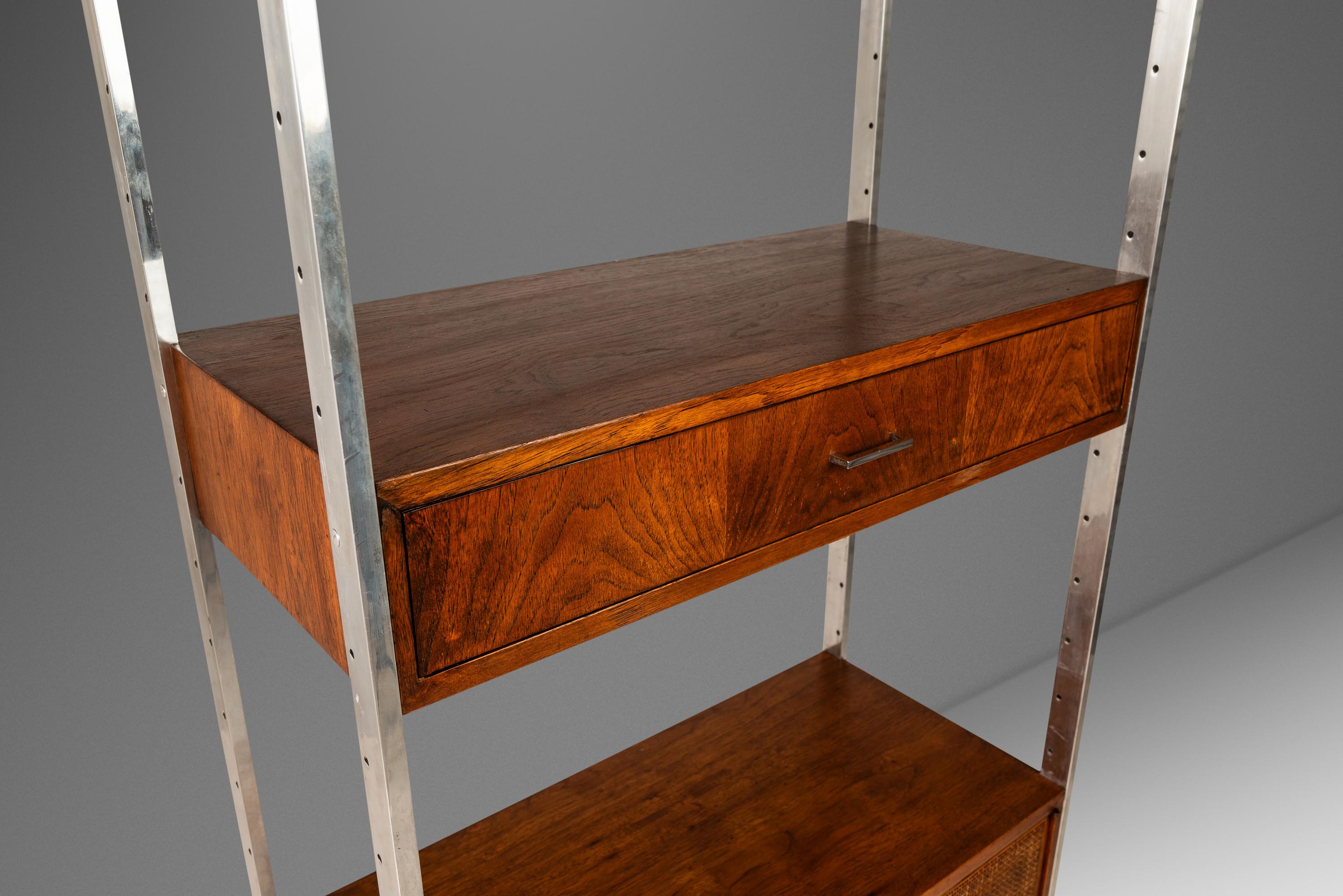 Bookcase in Walnut & Stainless Steel by Jack Cartwright for Founders, USA, 1960s 3