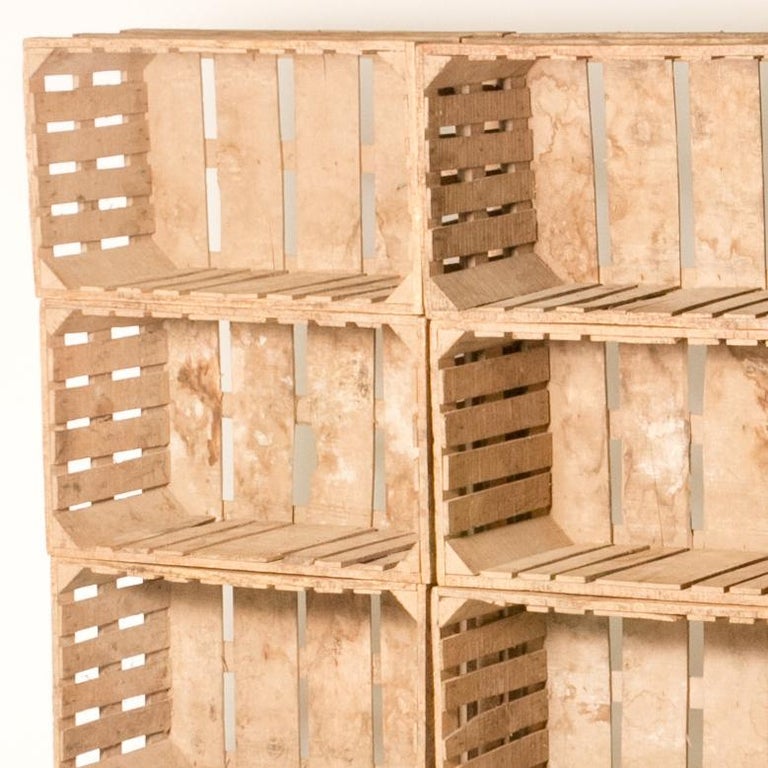 Bookcase Made out of 12 Wooden Crates from Early 20th Century France