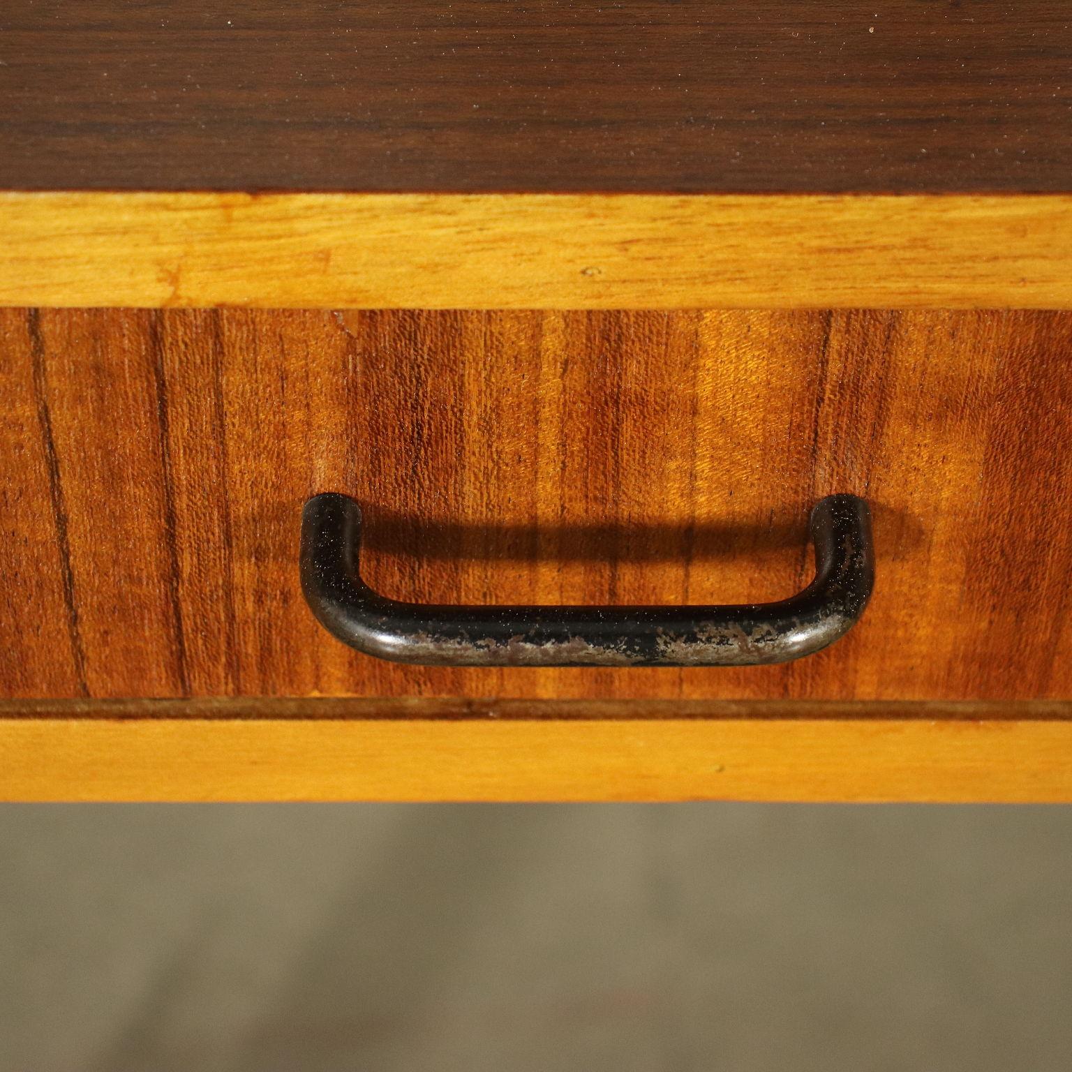Bookcase Mahogany Veneer Wood Metal Italy 1960s 3