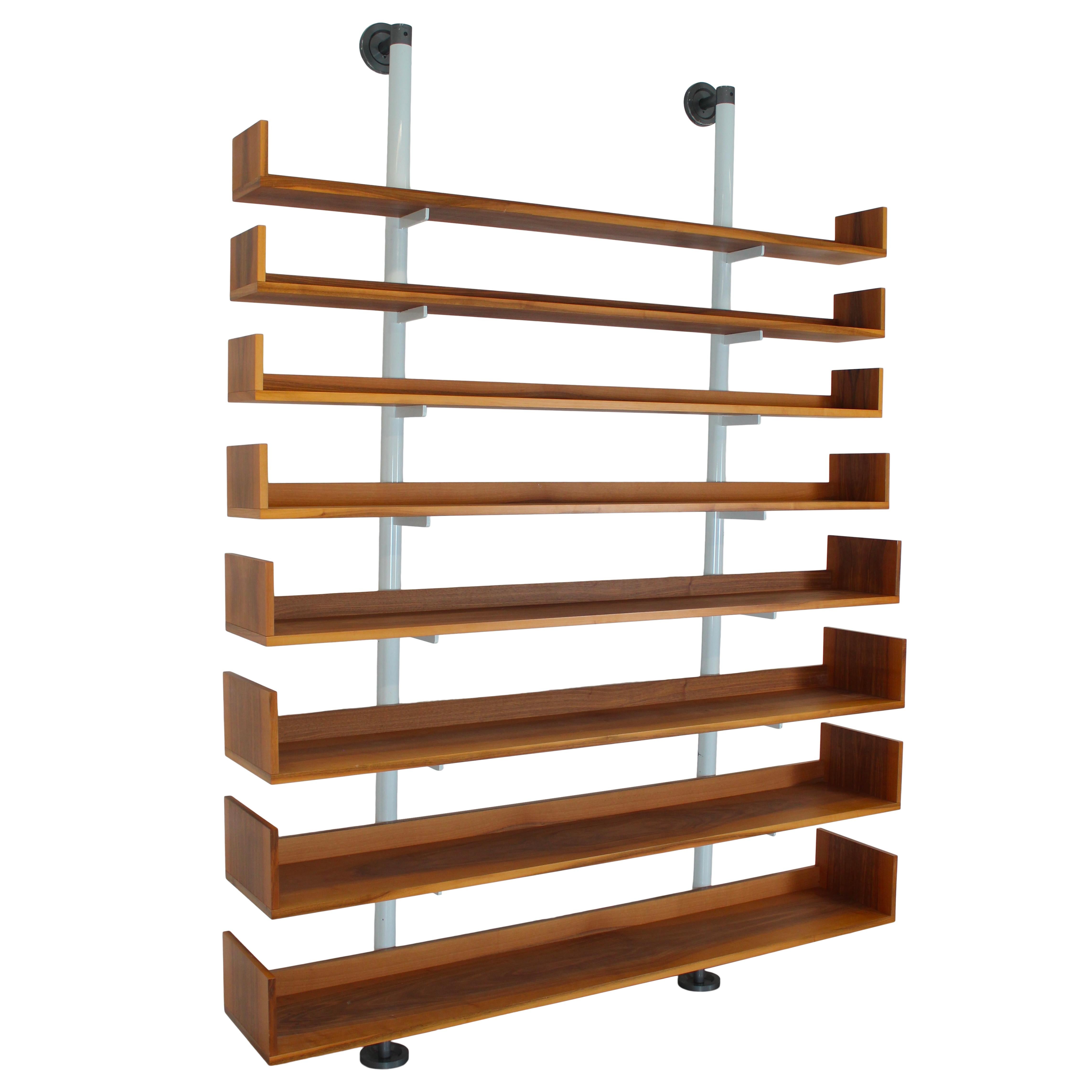 Italiano Libreria Model 795 di Carlo Scarpa per Bernini, Italia, 1980, Noce e Steele in vendita