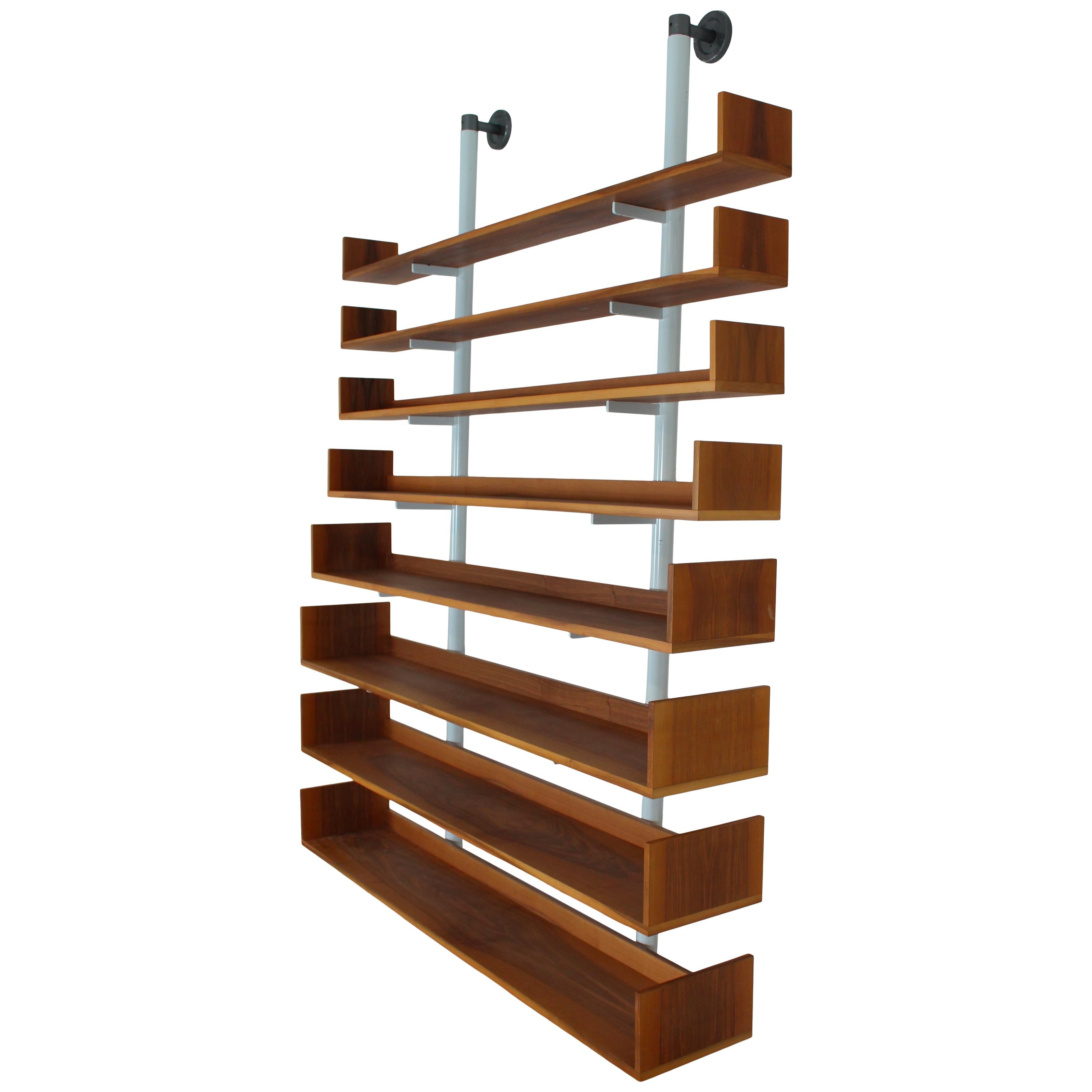 Fine XX secolo Libreria Model 795 di Carlo Scarpa per Bernini, Italia, 1980, Noce e Steele in vendita