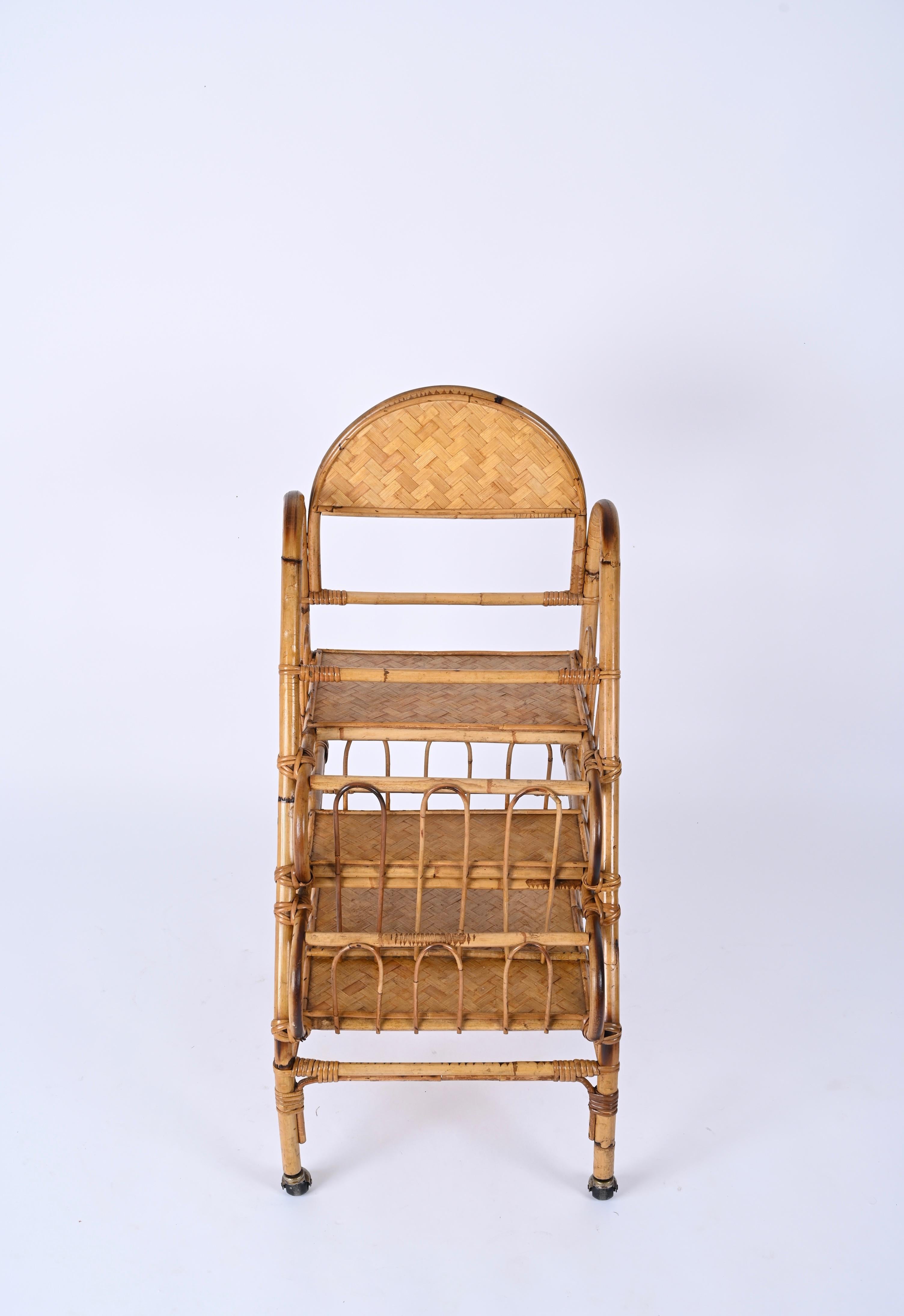 Bookcase or Dry Bar in Rattan e Bamboo by Vivai Del Sud, Italy, 1960s For Sale 3