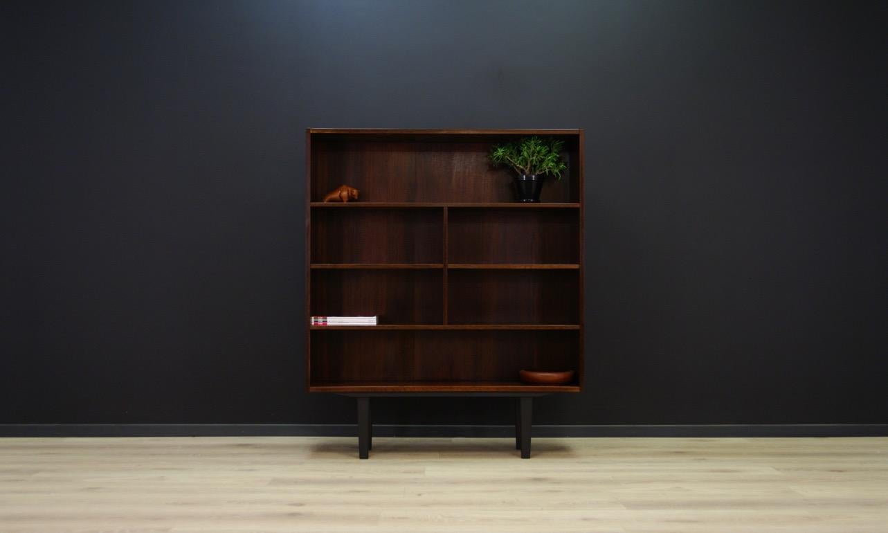 Great bookcase - library from the 1960s-1970s, Scandinavian design. The whole is covered with rosewood veneer. The furniture has numerous shelves. Preserved in good condition (small bruises and scratches, filled veneer loss) - directly for