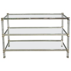 Bookcase Shelf in Plexiglass, Steel and Brass Midcentury Design Italia 1970s