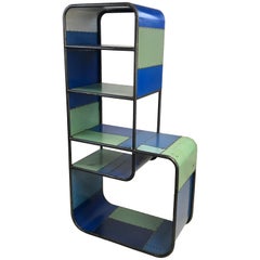 Bookcase Shelving Unit of Vintage Industrial Reclaimed Steel, Midwestern Artist Bookcase Shelving Unit of Vintage Industrial Reclaimed Steel, Midwestern Artist