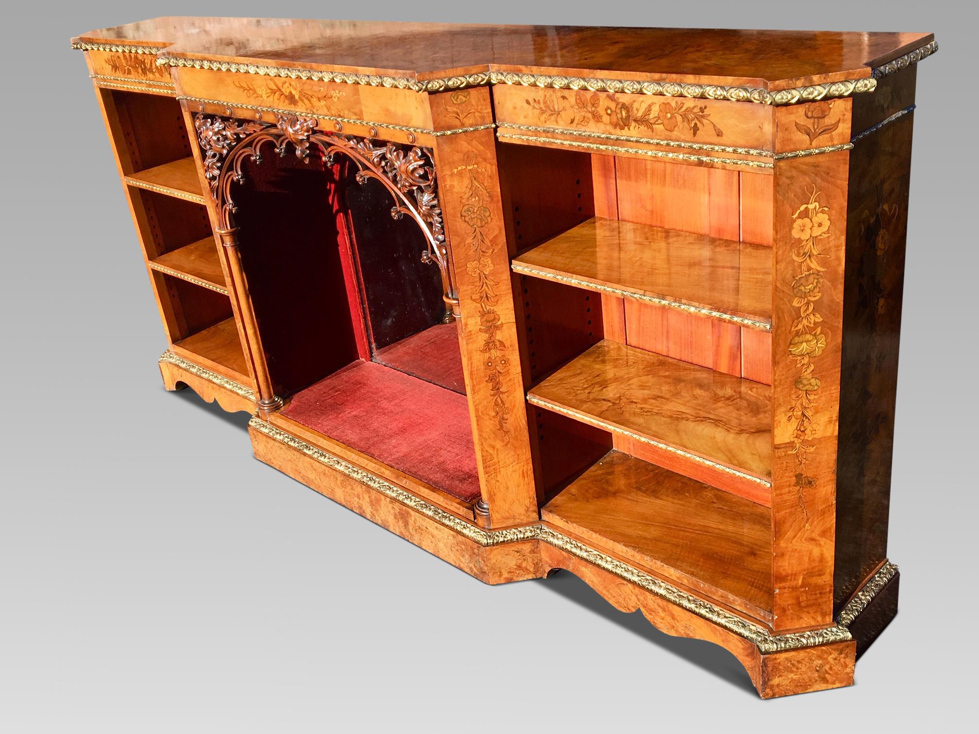 Victorian Bookcase or Side Cabinet in Burr Walnut English, circa 1860 For Sale
