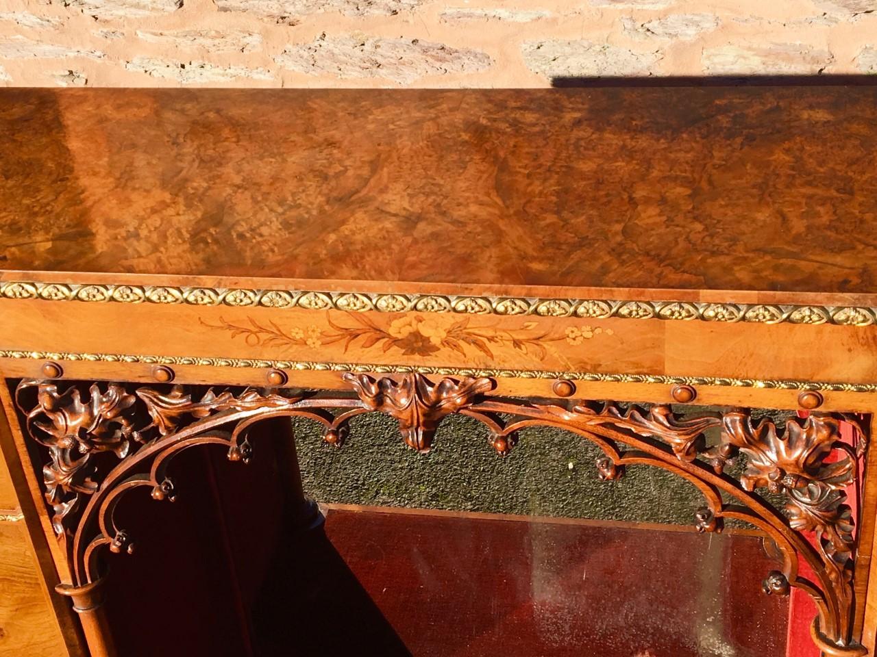 Ormolu Bookcase or Side Cabinet in Burr Walnut English, circa 1860 For Sale