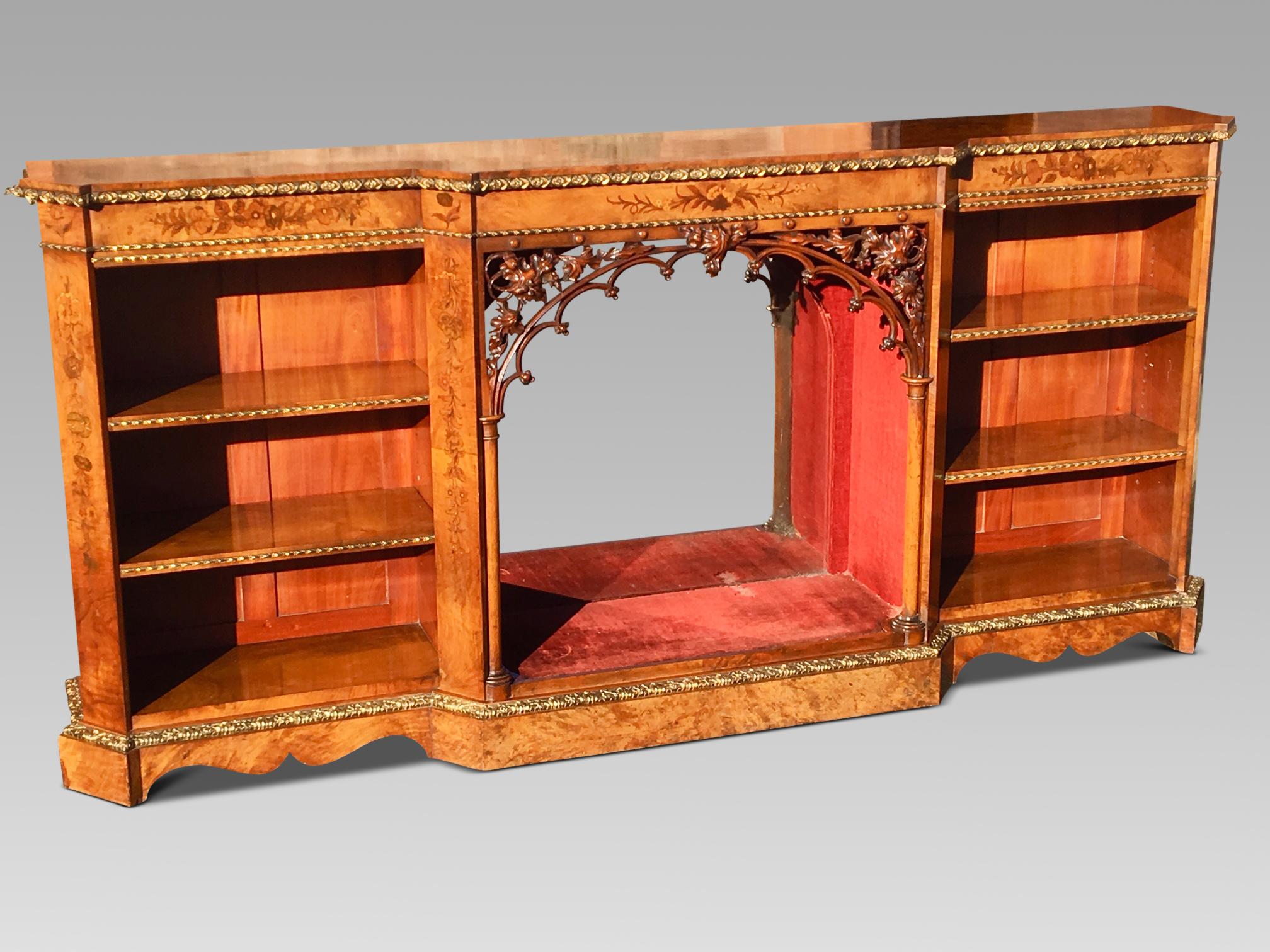 Bookcase or Side Cabinet in Burr Walnut English, circa 1860 For Sale 2