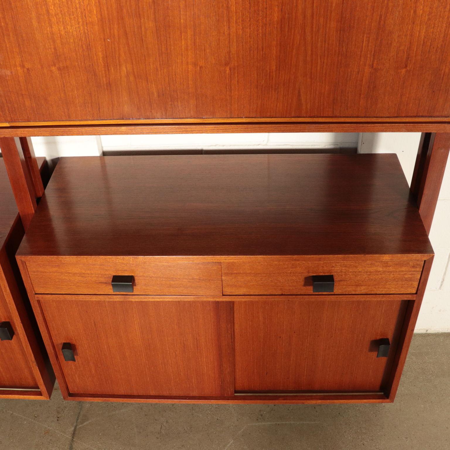 Bookcase, Solid Wood and Teak Veneer, Italy 1960s Italian Production 12