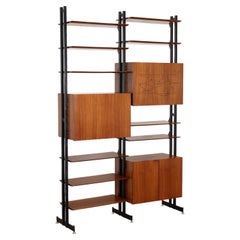 Bookcase Teak Brass Italy 1960s