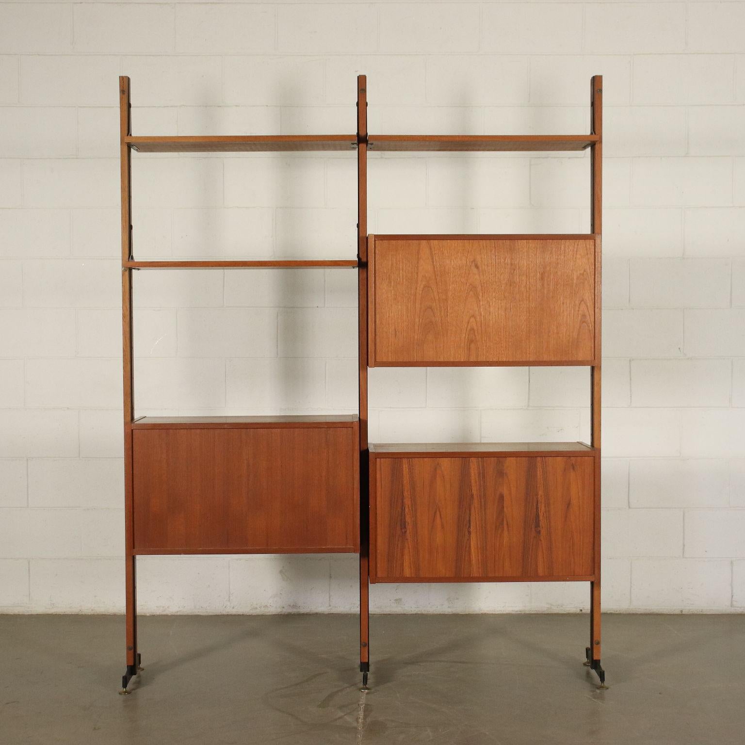 Bookcase Teak Veneer Metal, Italy, 1960s 8