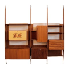 Bookcase Teak Veneer Vintage Manufactured in Italy 1950s-1960s