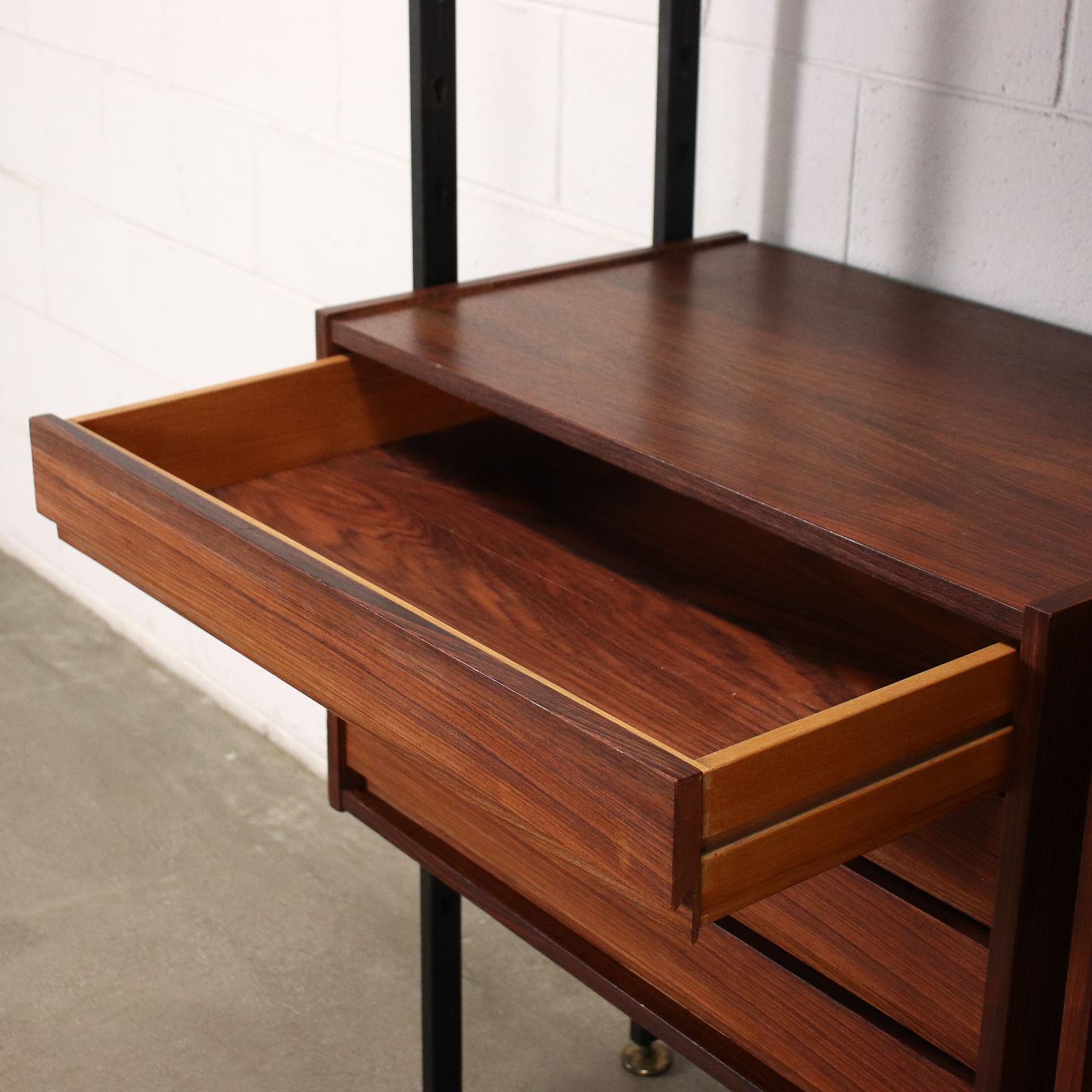 Bookcase Veneered Wood Metal, Italy, 1950s-1960s In Good Condition In Milano, IT