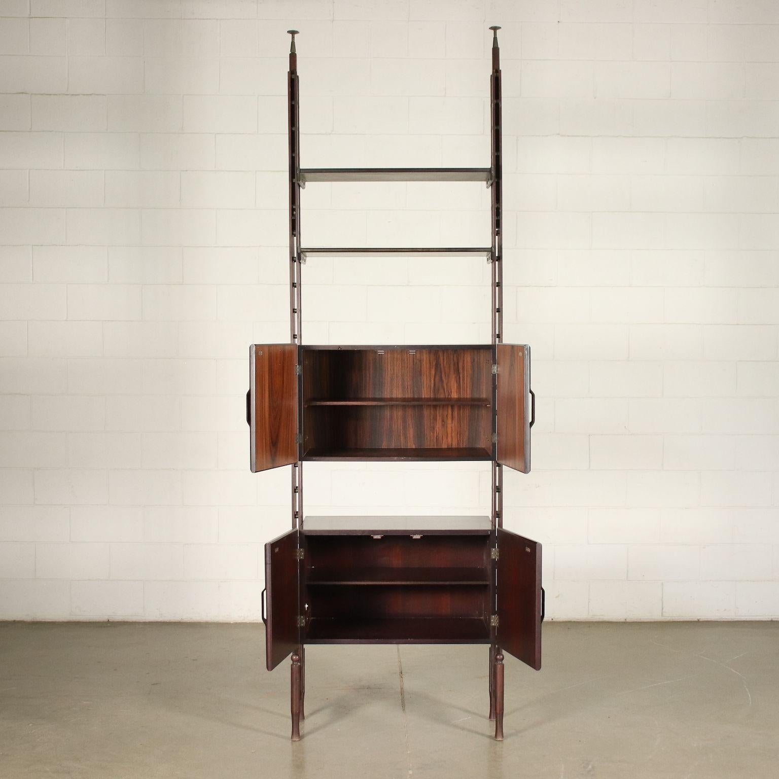 Italian Bookcase Veneered Wood Solid Stained Beech, Italy, 1960s