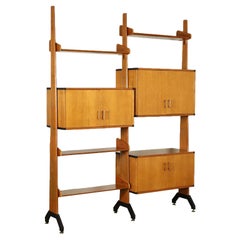 Used Bookcase Veneered Wood Solid Teak Enamelled Metal, Italy, 1960s