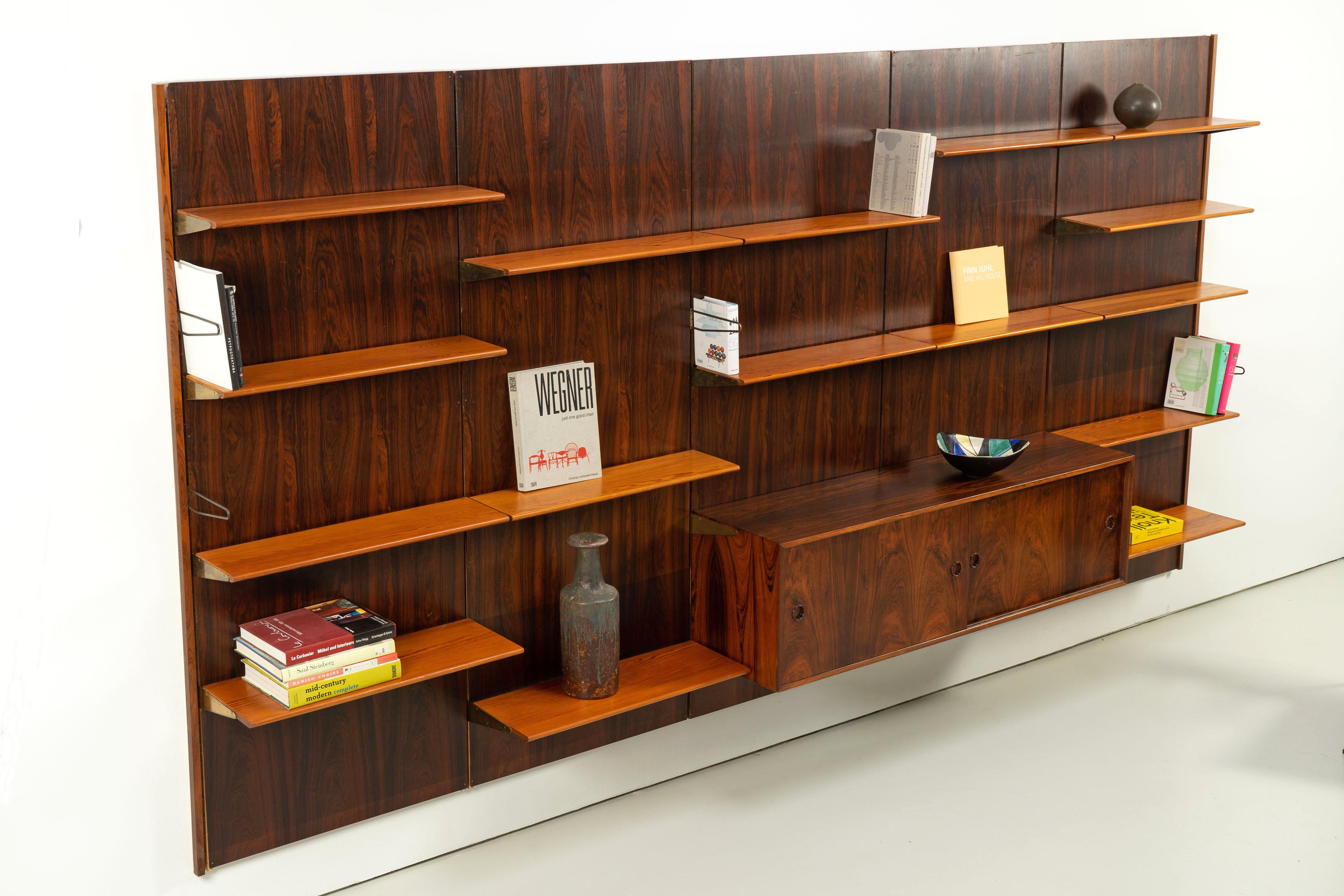 20th Century Bookcase / Wall Unit by Finn Juhl BO71 for Bovirke, 1960s Rosewood Pine Brass For Sale