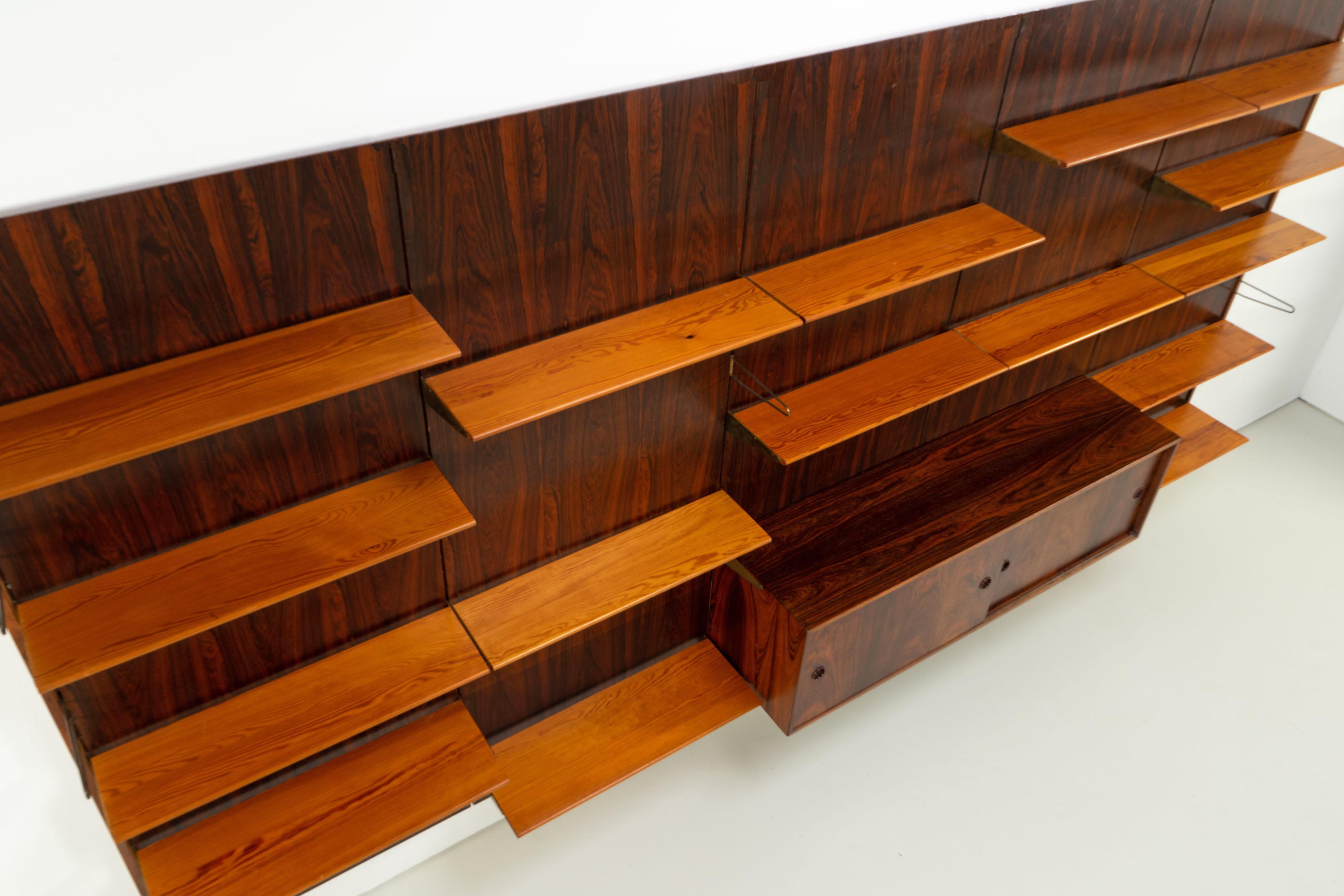 20th Century Bookcase / Wall Unit by Finn Juhl BO71 for Bovirke, 1960s Rosewood Pine Brass For Sale