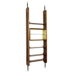 Bookcase Walnut Veneer Beech Enamelled Metal Brass Italy 1960s