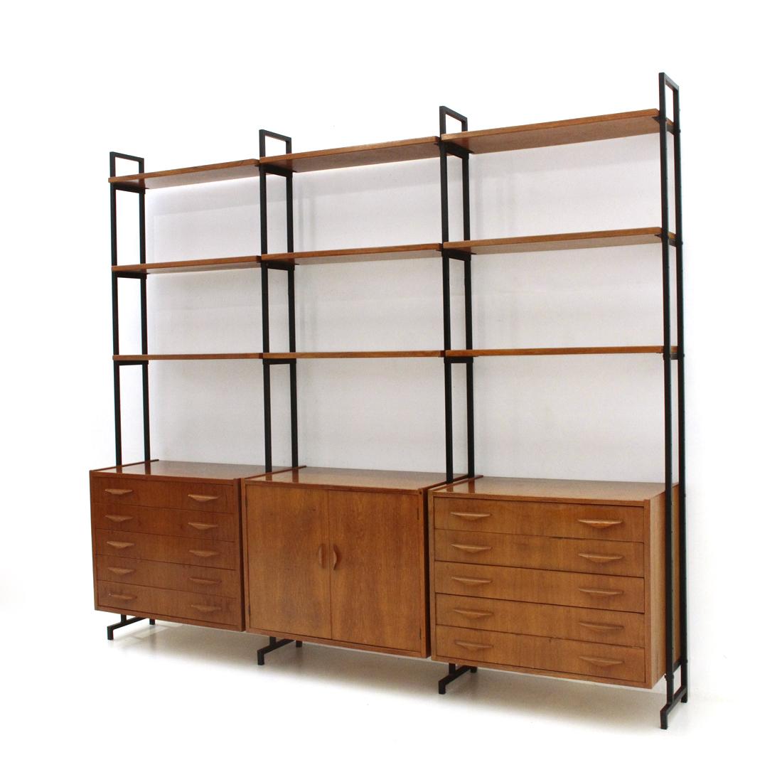Mid-Century Modern Bookcase with 2 Drawers and Shelves, 1960s